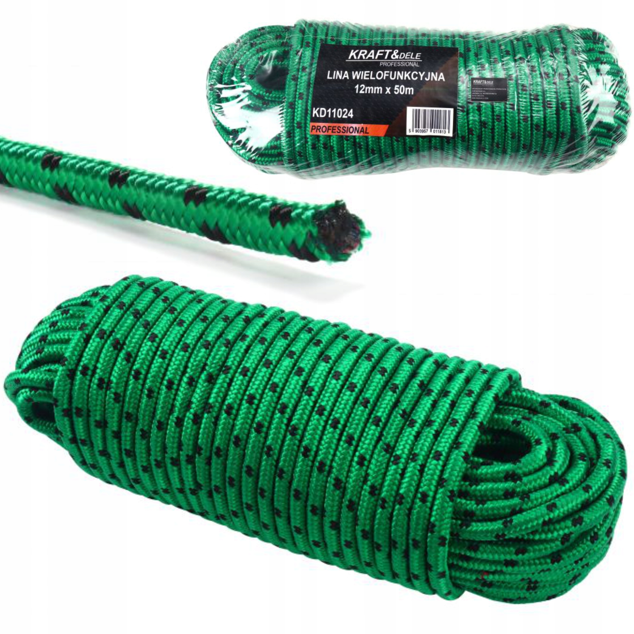 KRAFT&DELE LINA WIELOFUNKCYJNA 12MM x 50M ZIELONA POLIPROPYLEN KD11024