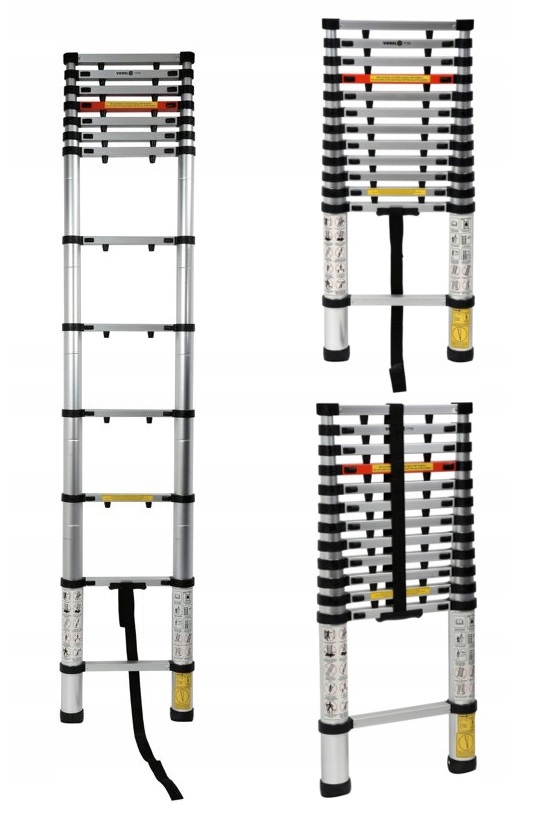 VOREL SKŁADANA DRABINA ALUMINIOWA TELESKOPOWA 3,8M 13 STOPNI 150KG 17702