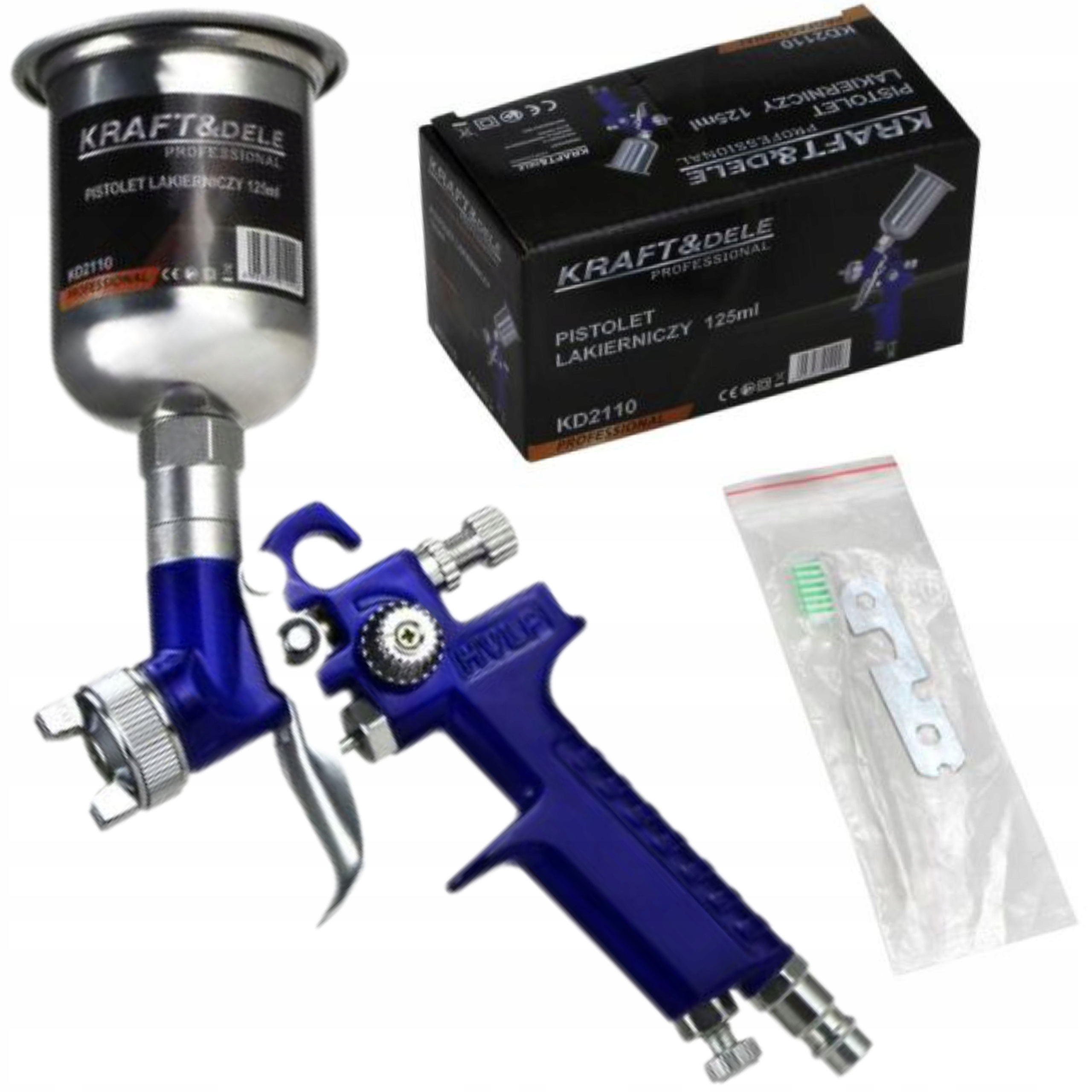 PISTOLET LAKIERNICZY 2,5 - 4 bar ZBIORNIK 125ML K&D KD2110