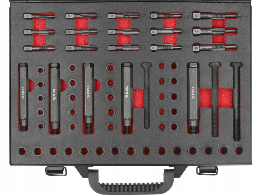 YATO ZESTAW NAPRAWCZY GWINTÓW MONTAŻOWYCH ŚWIEC ŻAROWYCH 68 EL. YT-17711