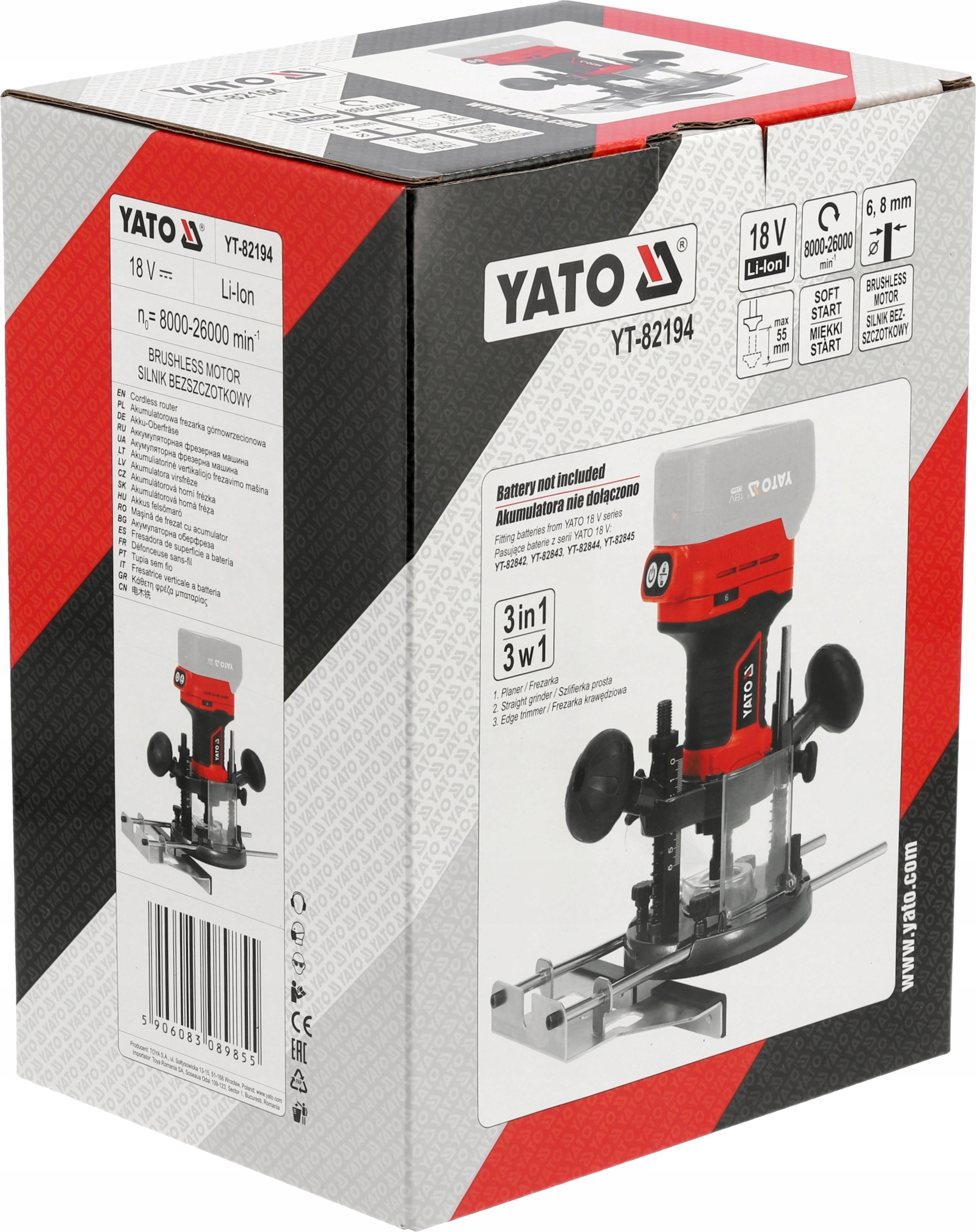 YATO FREZARKA GÓRNOWRZECIONOWA KRAWĘDZIOWA 3w1 18V BEZ AKUMULATORA YT-82194
