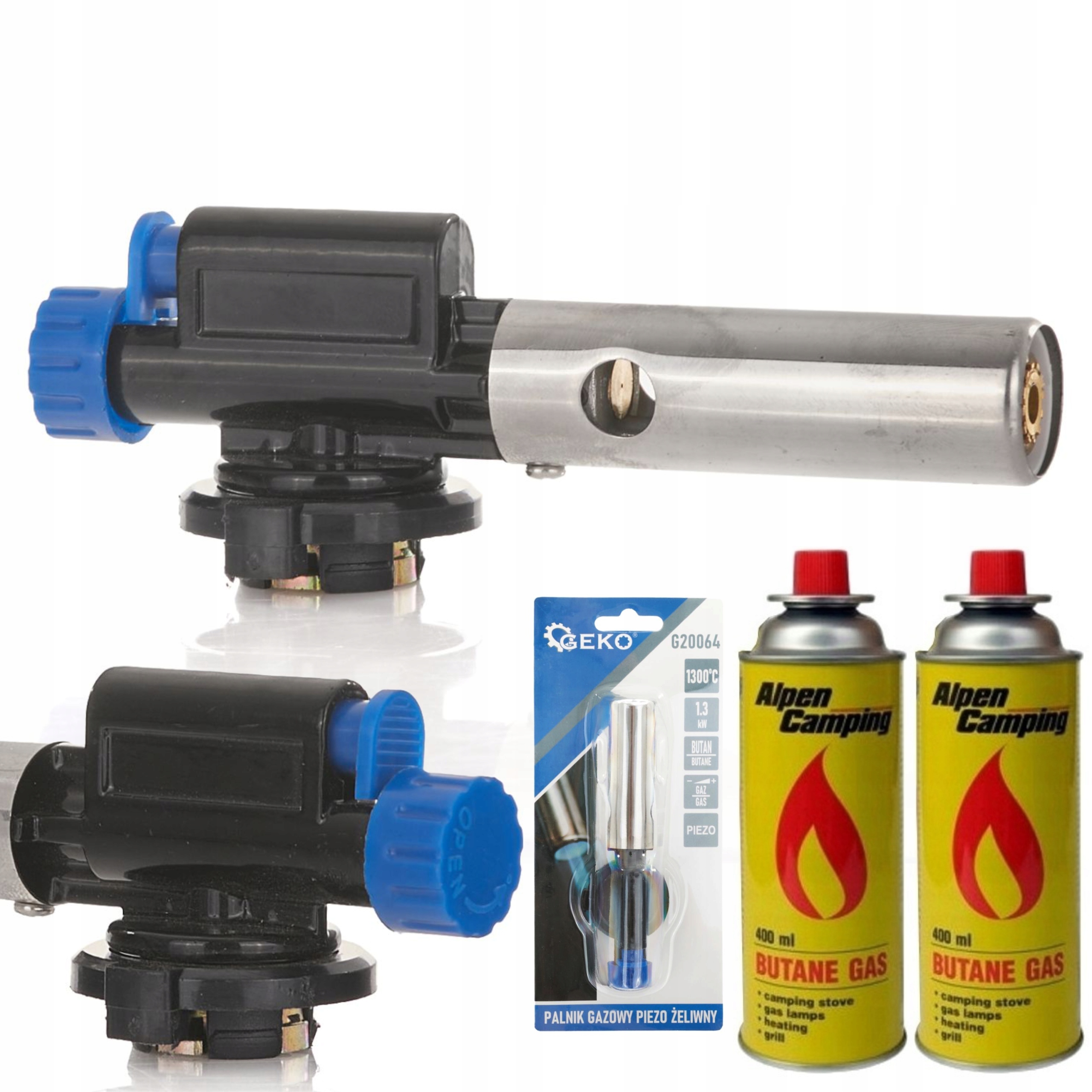 GEKO PALNIK GAZOWY NA KARTUSZE ŻELIWNY OPALARKA PIEZO ŻELIWNY G20064+2x GAZ