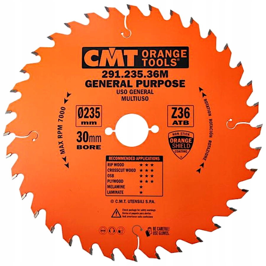 CMT PIŁA TARCZOWA TARCZA UNIWERSALNA DO DREWNA 235X30MM 36Z 291.235.36M
