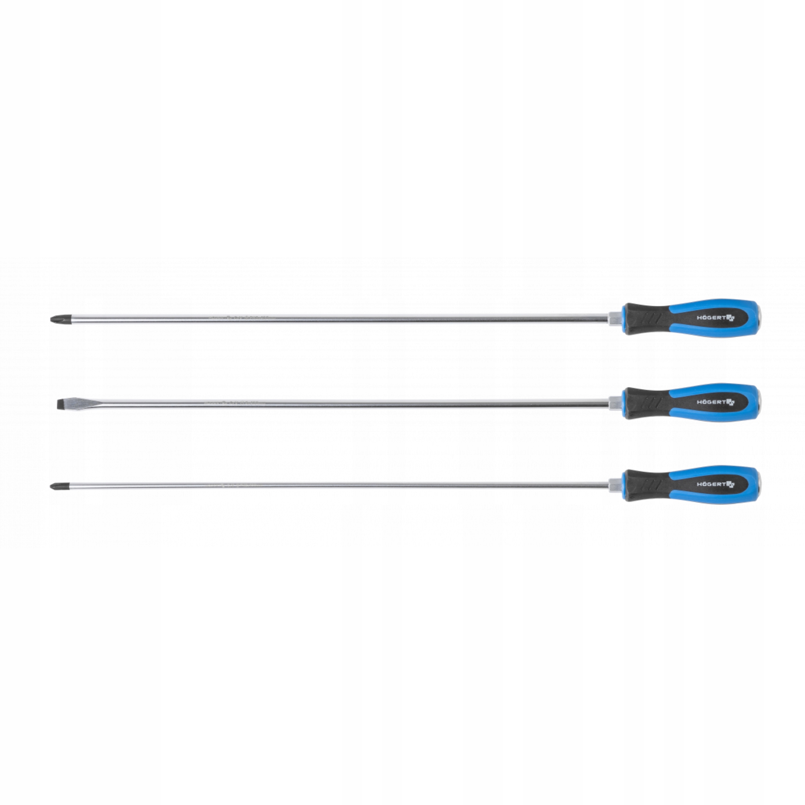 HOEGERT ZESTAW WKRĘTAKÓW DŁUGICH 3SZTUKI 45CM SL8 PH2 PH3 x 450mm HT1S084