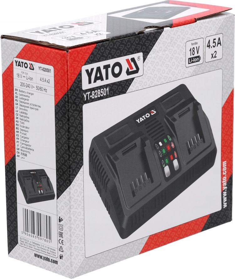 YATO INTELIGENTNA ŁADOWARKA PODWÓJNA UKŁAD CHŁODZENIA SYSTEM 18V YT-828501
