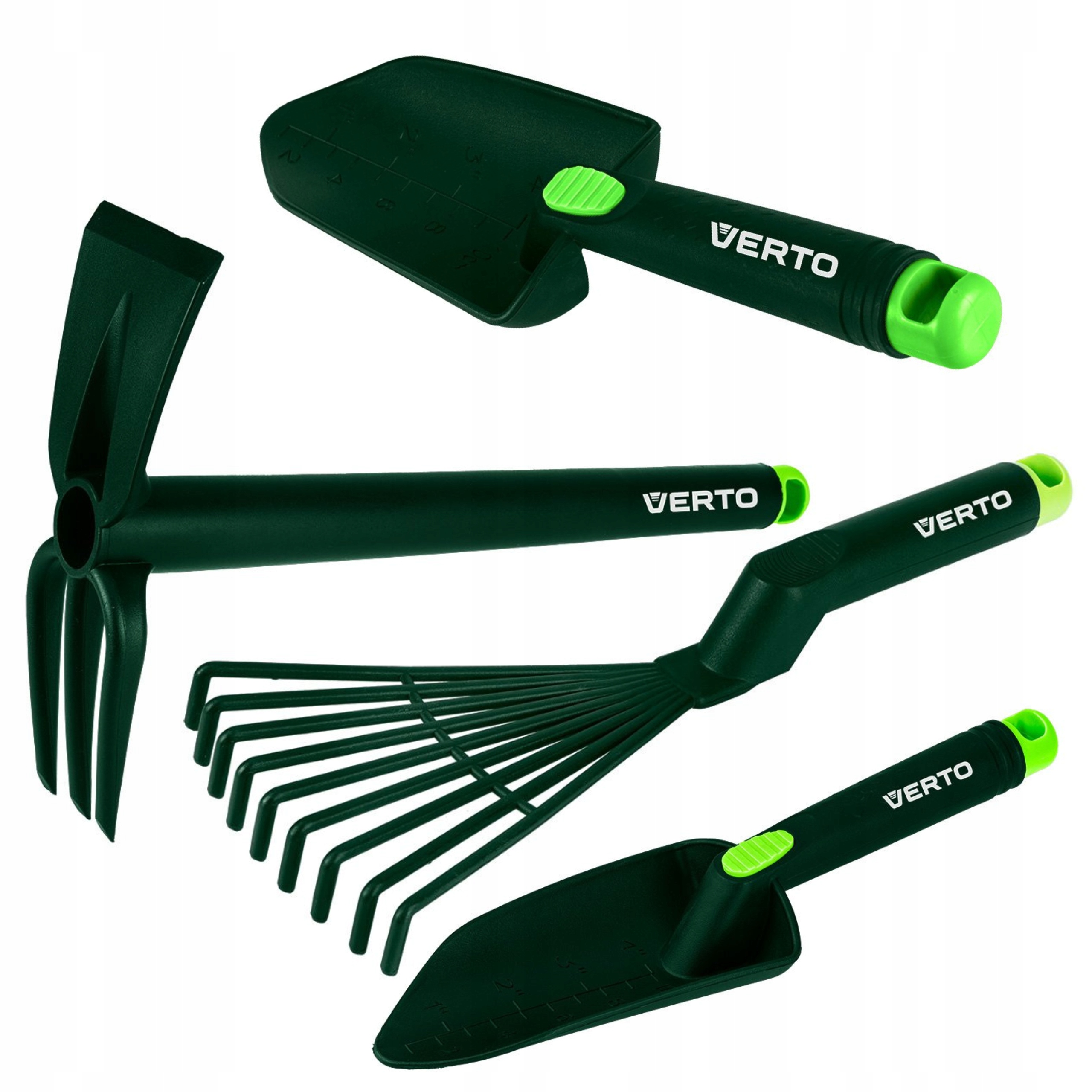 VERTO ZESTAW NARZĘDZI OGRODNICZYCH OGRODOWYCH 4 el. ŁOPATKA GRABKI PAZURKI