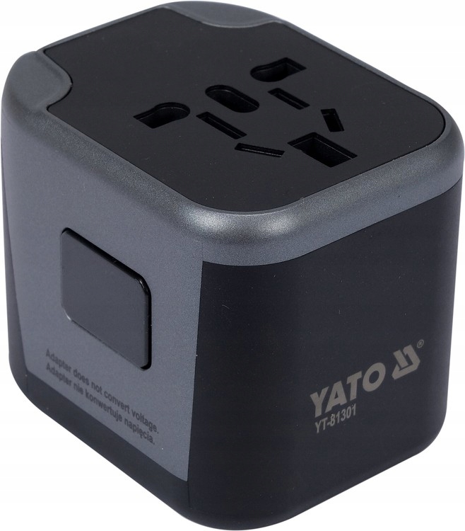 YATO ADAPTER PODRÓŻNY PRZEJŚCIÓWKA Z ŁADOWARKĄ 2XUSB USA UK EU YT-81301