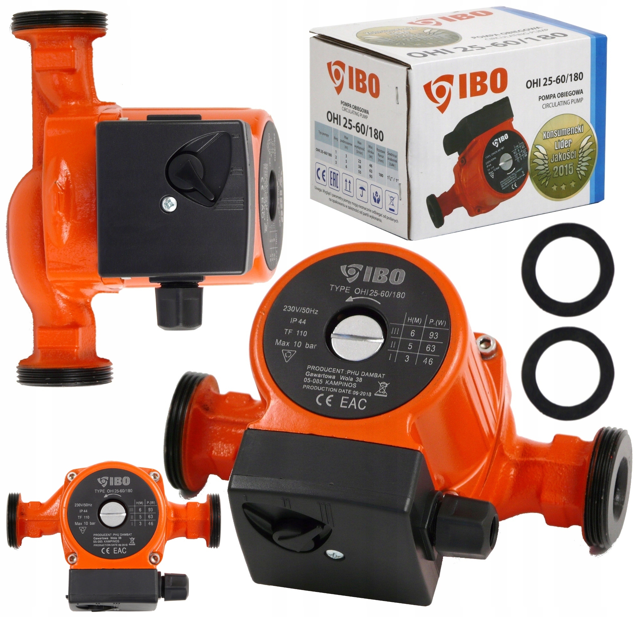 IBO OHI 25-60/180 POMPA OBIEGOWA CYRKULACYJNA SOLIDNA MOCNA WYDAJNA 93W