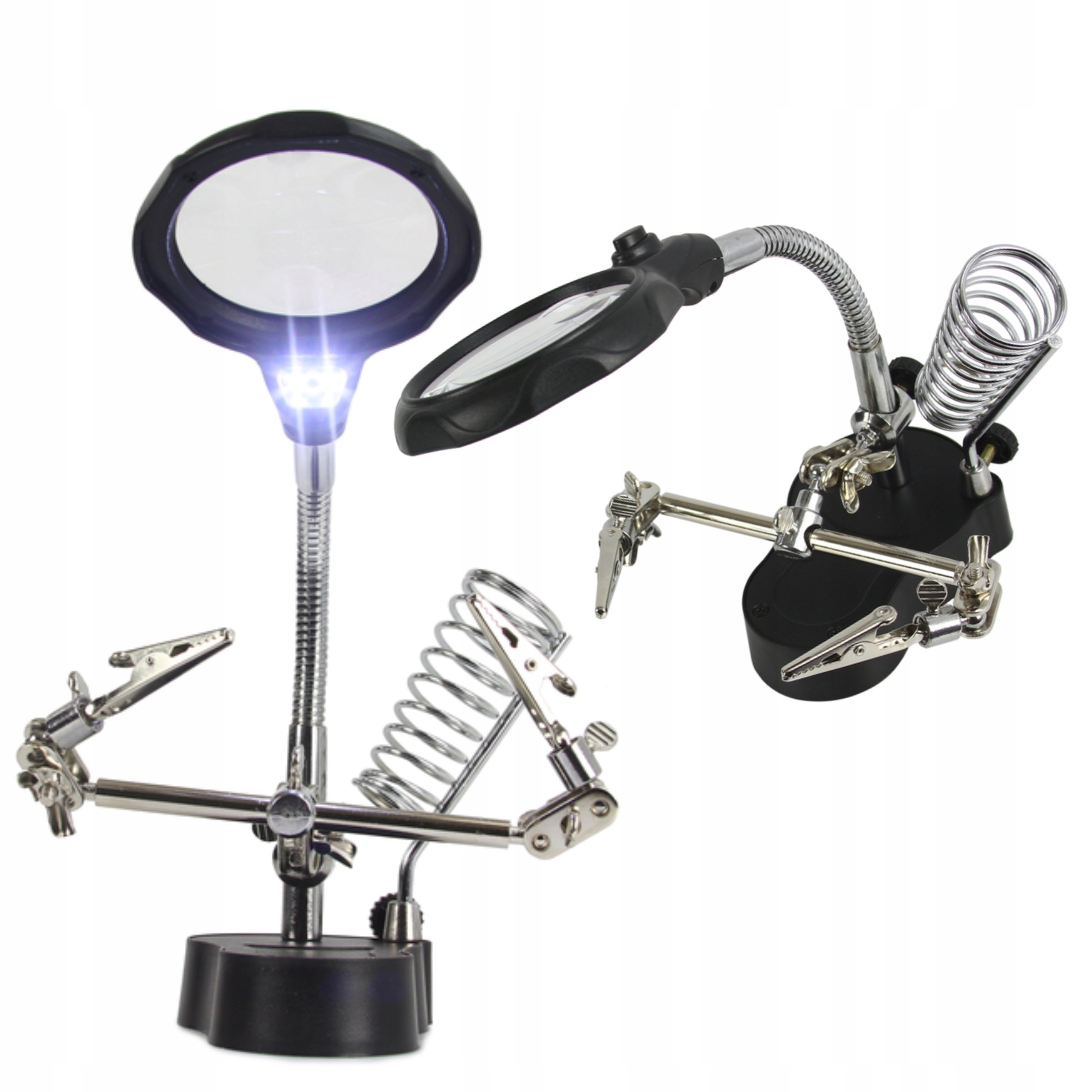 MARPOL SPIRALNY UCHWYT MONTAŻOWY TRZECIA RĘKA LUTOWNICZA LED + LUPA M79341