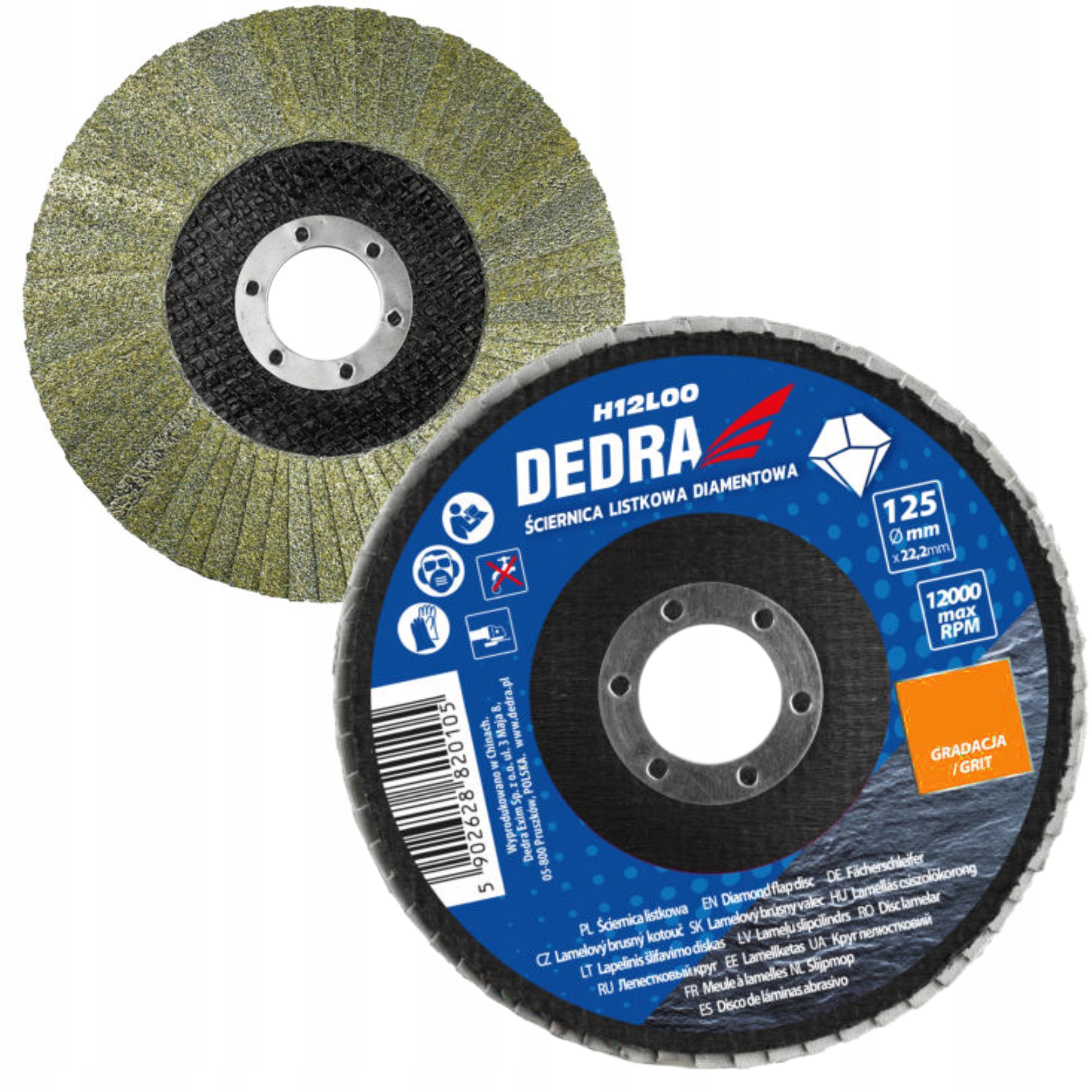 DEDRA ŚCIERNICA LISTKOWA DIAMENTOWA 125X22,2MM GR.200 H12L0200