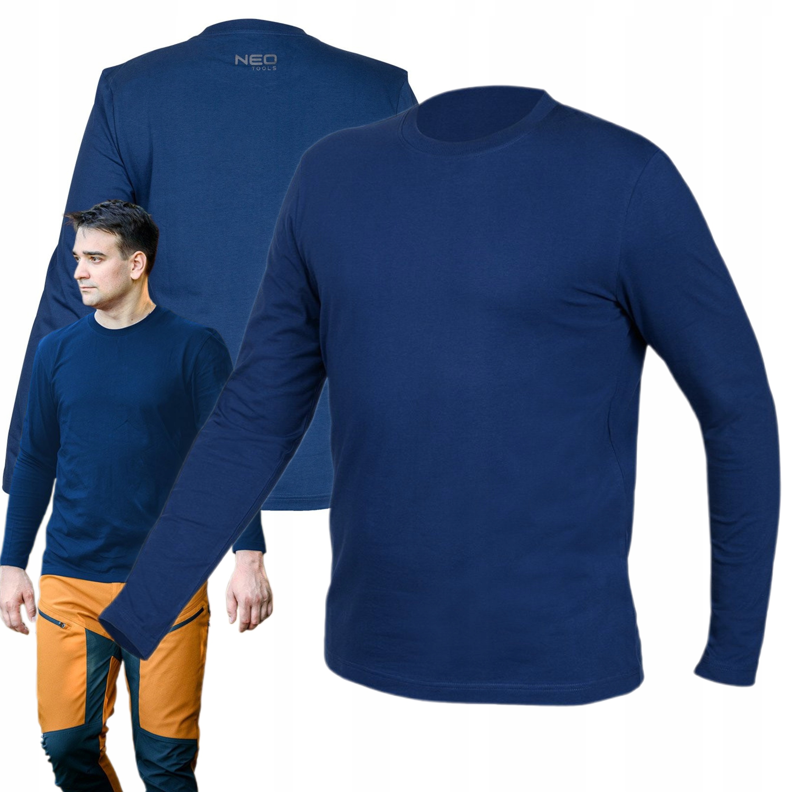 NEO KOSZULKA DŁUGI RĘKAW GRANATOWA BAWEŁNA Longsleeve CE 81-692 ROZMIAR XL