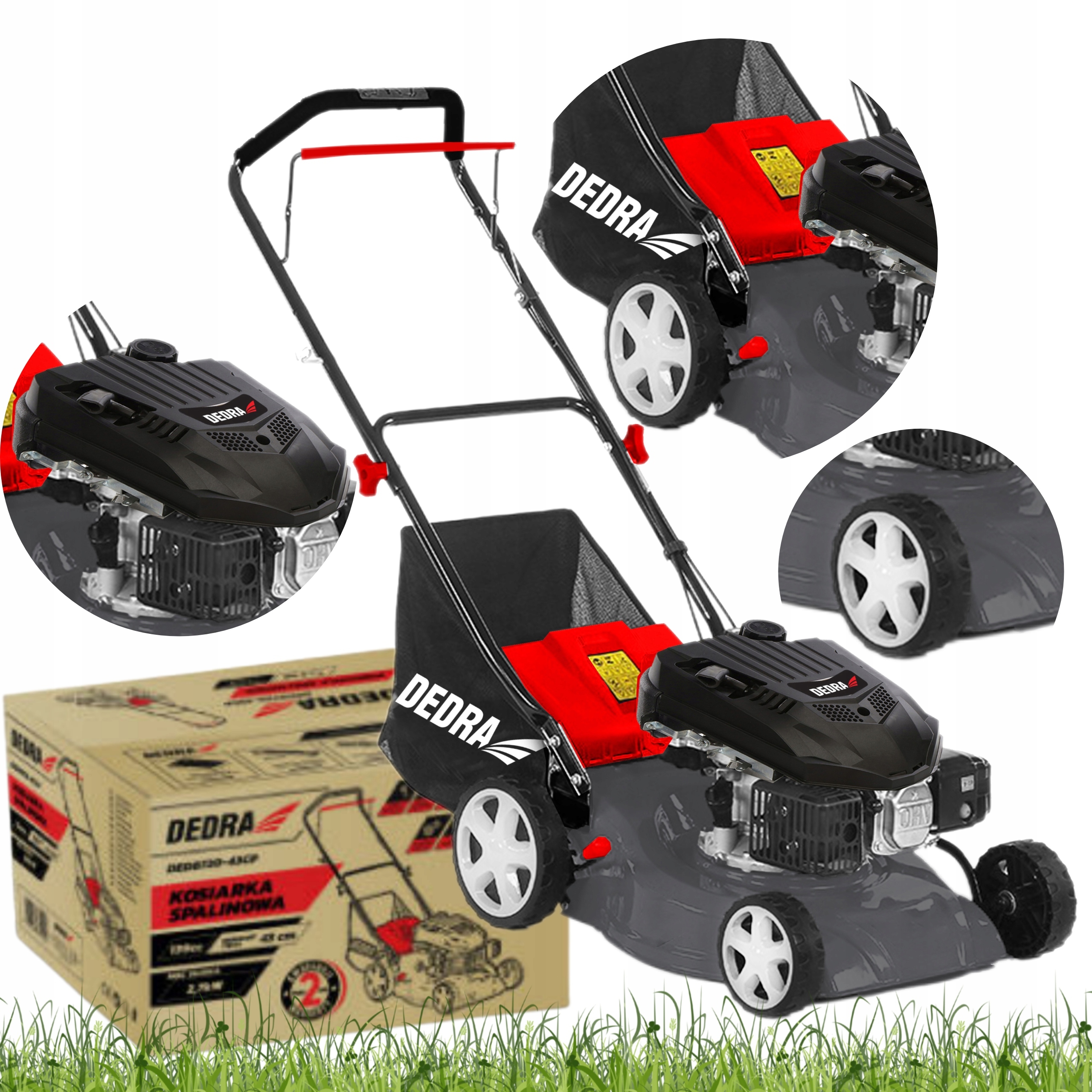 DEDRA KOSIARKA SPALINOWA BEZ NAPĘDU MULCZOWANIE DED8720-43CP 139CC 43 CM