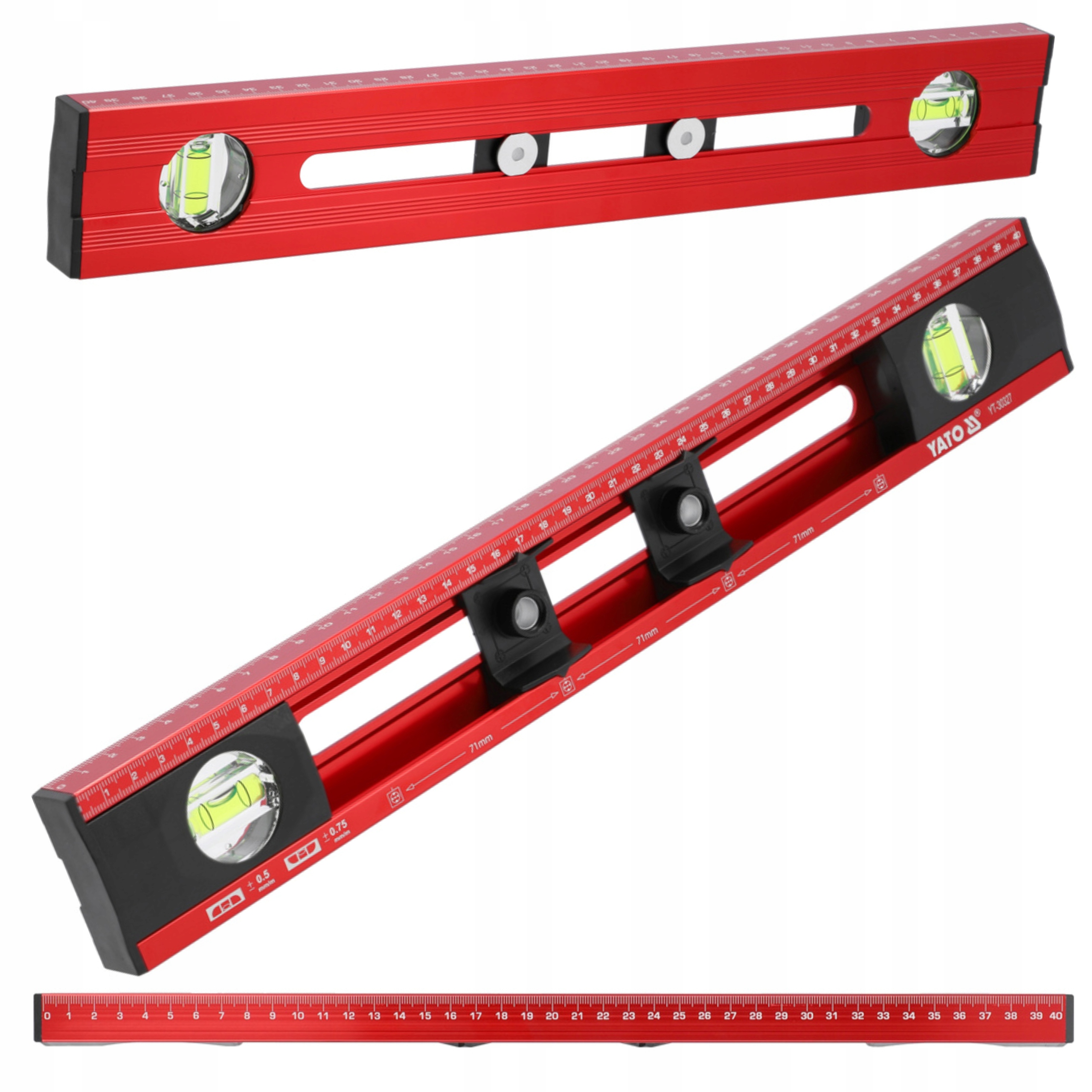 YATO POZIOMNICA 400 mm 2 LIBELLE DLA ELEKTRYKÓW ALUMINIUM YT-30327