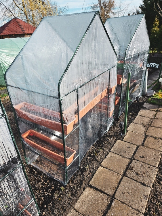MINI SZKLARNIA FOLIOWA TUNEL FOLIOWY FOLIA 143x73x195cm OGRODOWY 4 PÓŁKI