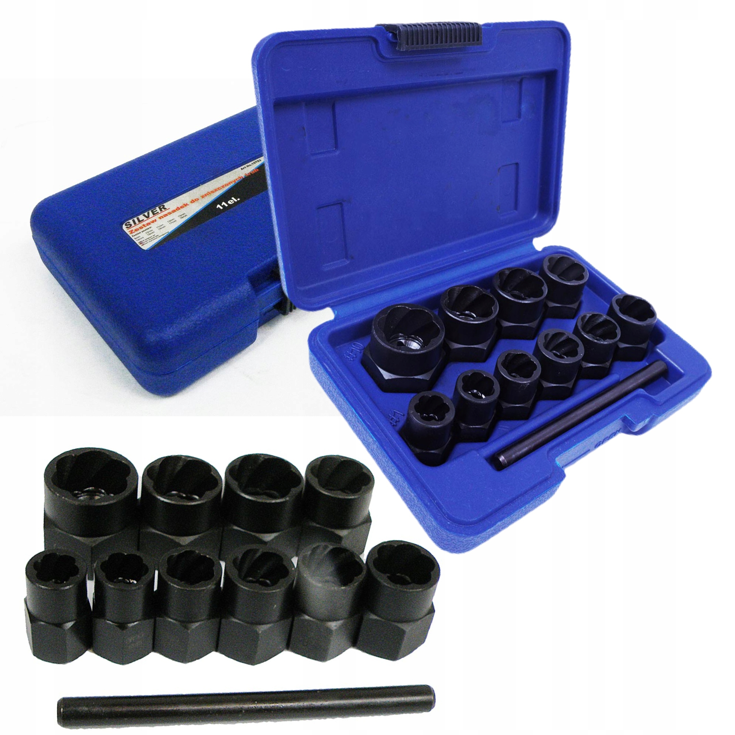 ZESTAW NASADEK WYKRĘTAKÓW DO ZNISZCZONYCH ŚRUB DŁUGIE 9-19MM WALIZKA S10753