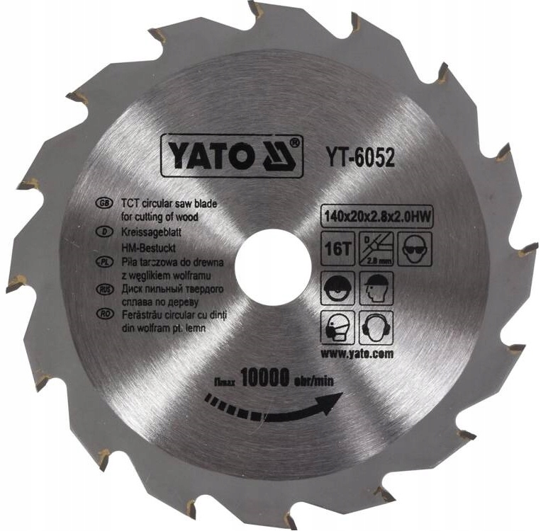 YATO TARCZA WIDIOWA ZĘBY Z WĘGLIKA WOLFRAMU DO DREWNA 140X16TX20MM YT-6052