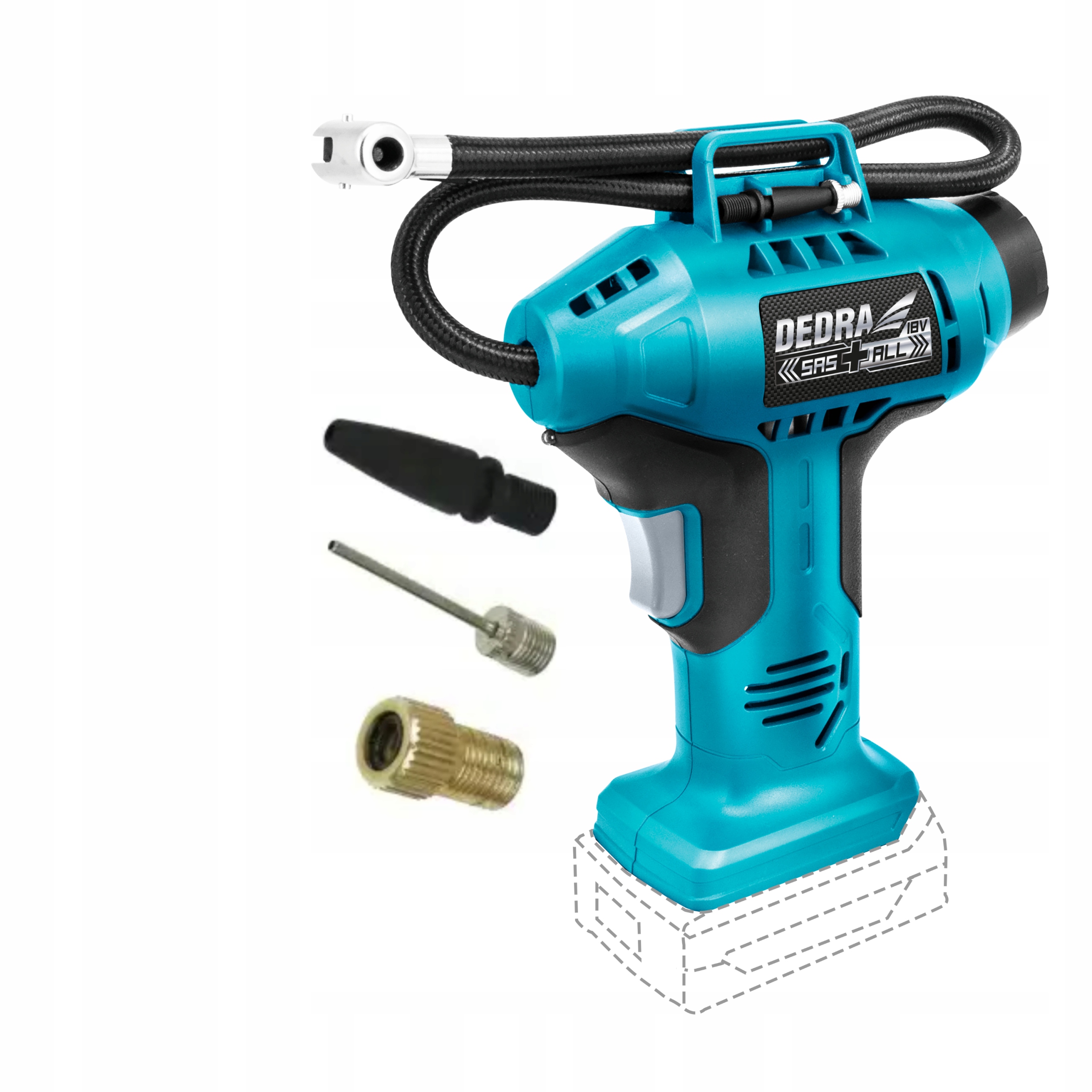 DEDRA KOMPRESOR AKUMULATOROWY POMPKA PISTOLETOWA SPRĘŻĄRKA DED7078 SAS+18V
