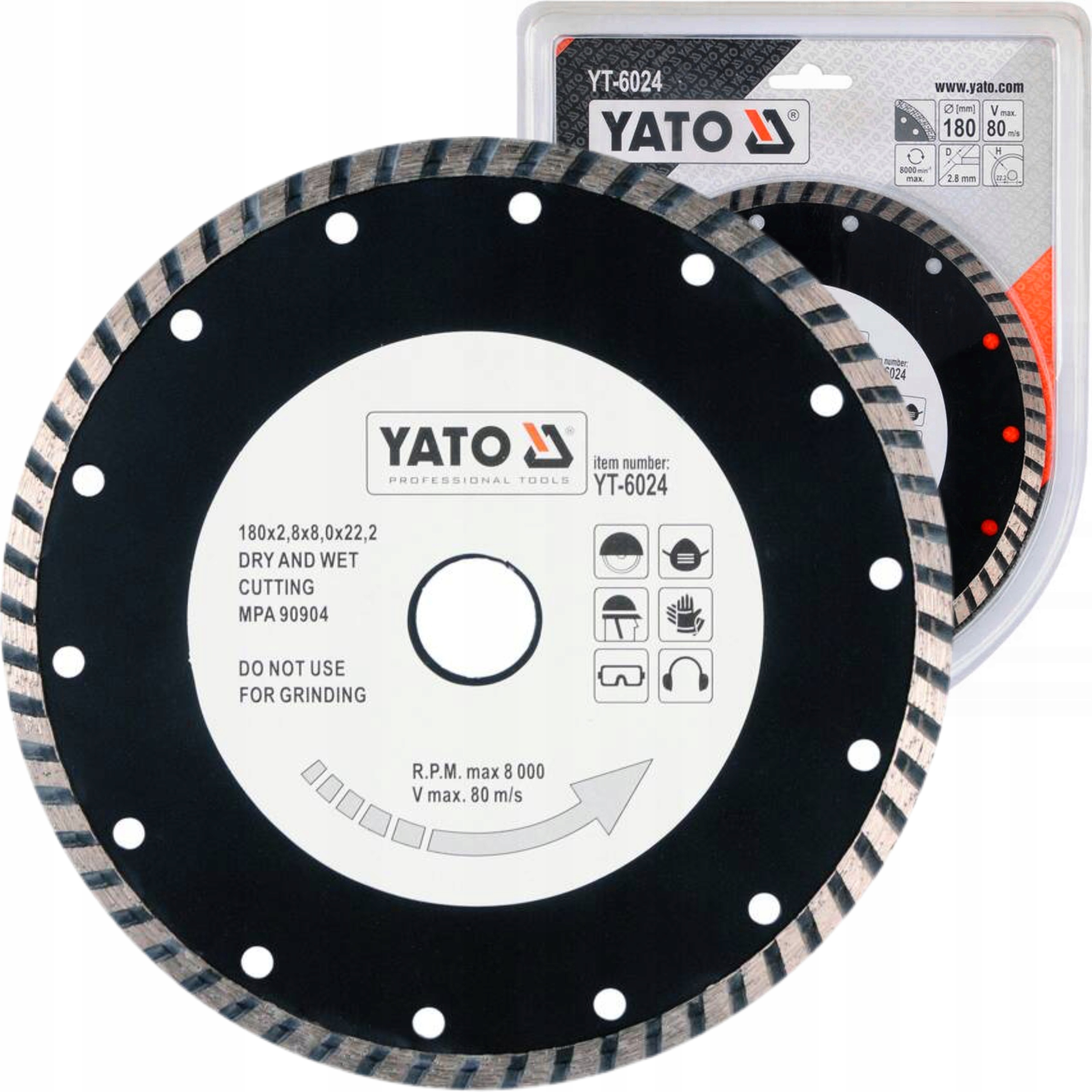 YATO TARCZA DIAMENTOWA TURBO DO BETONU KOSTKI KAMIENIA SEGMENT 180mm YT6024