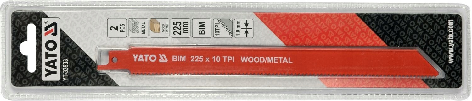 YATO BRZESZCZOTY DO DREWNA I METALU BIM 225MM 10TPI 2SZT ZESTAW YT-33933