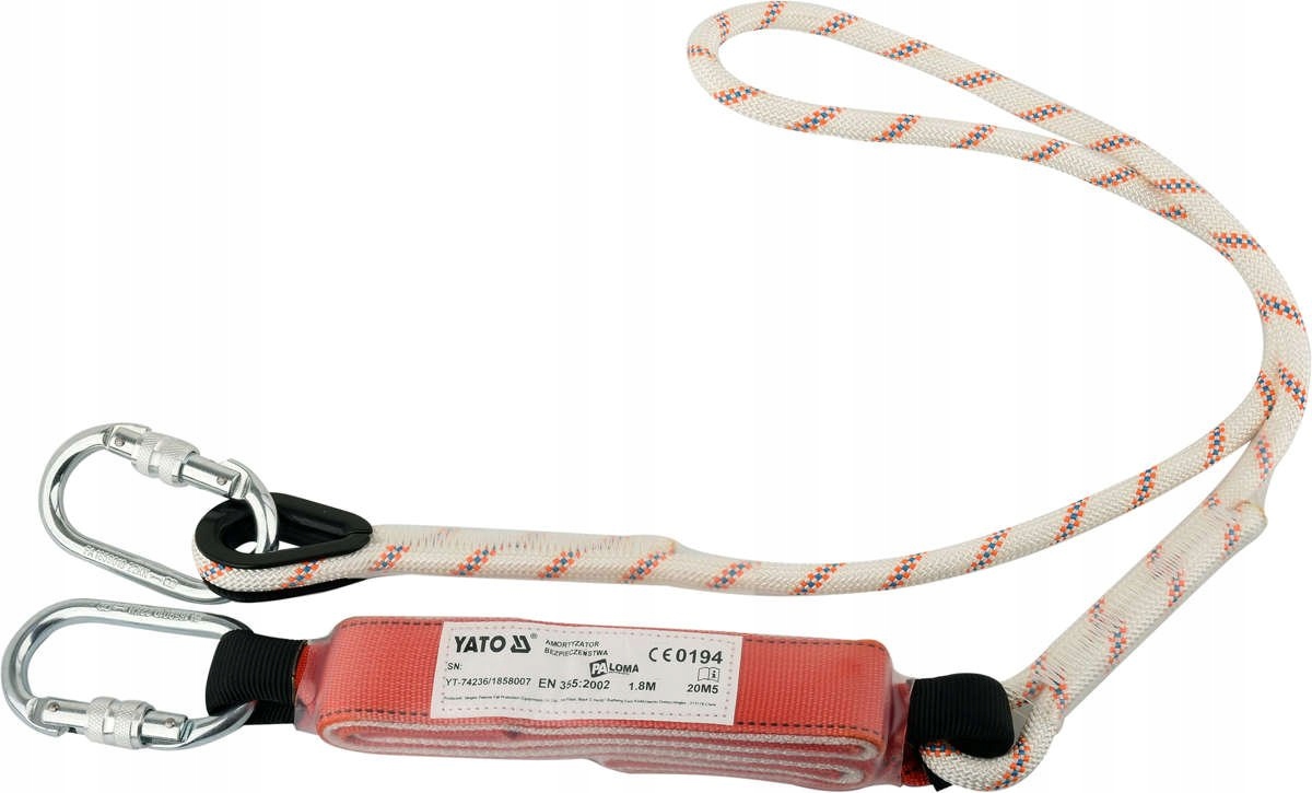 YATO AMORTYZATOR BEZPIECZEŃSTWA Z LINKĄ 1,8M LONŻA 2X KARABINKI YT-74236