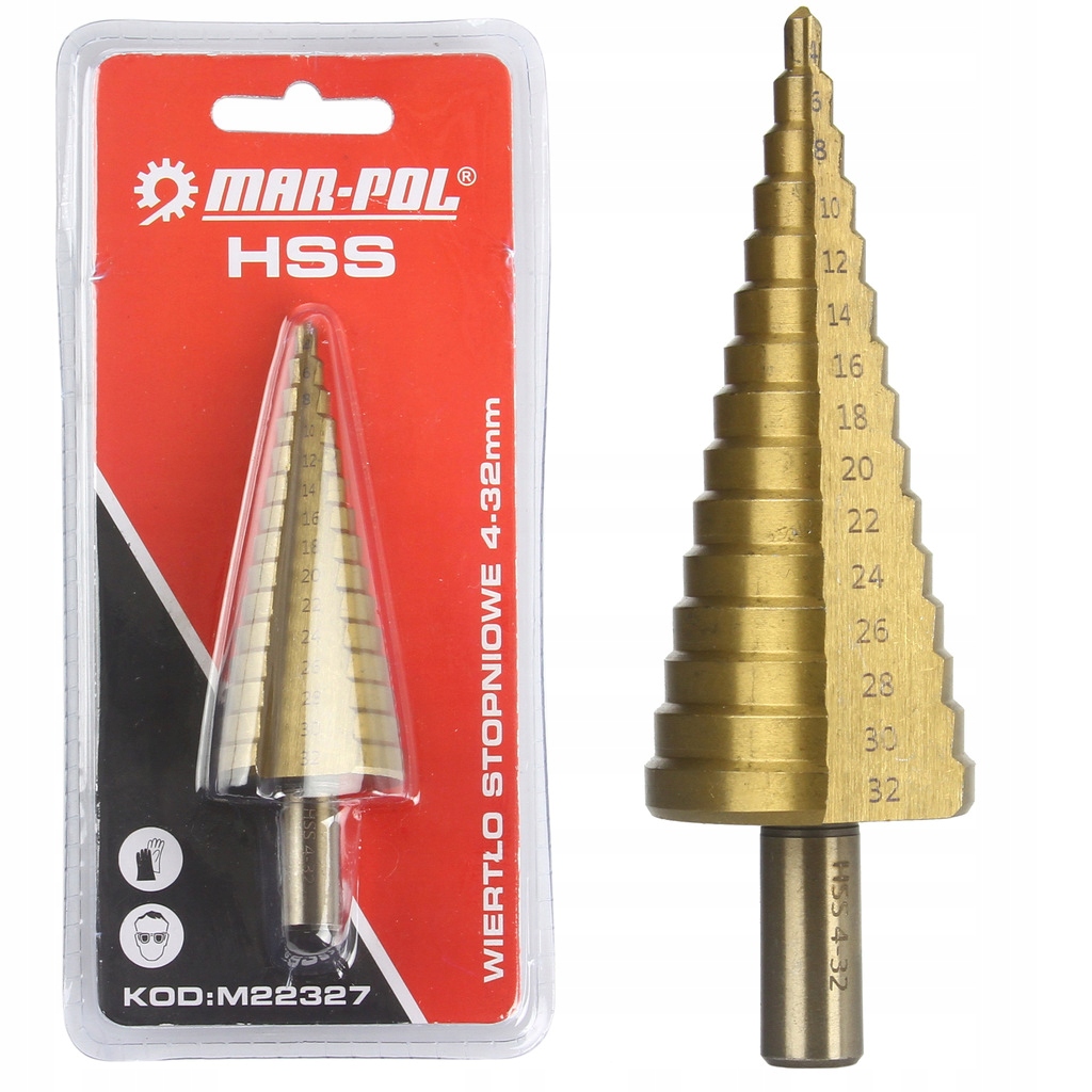 WIERTŁO STOPNIOWE STOŻKOWE TYTANOWE 4-32MM MAR-POL M22327