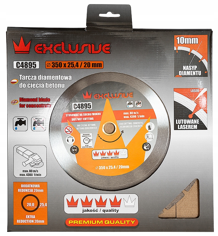 C4895 TARCZA DIAMENTOWA DO CIĘCIA BETONU ZBROJONEGO 350 x 25,4 CORONA