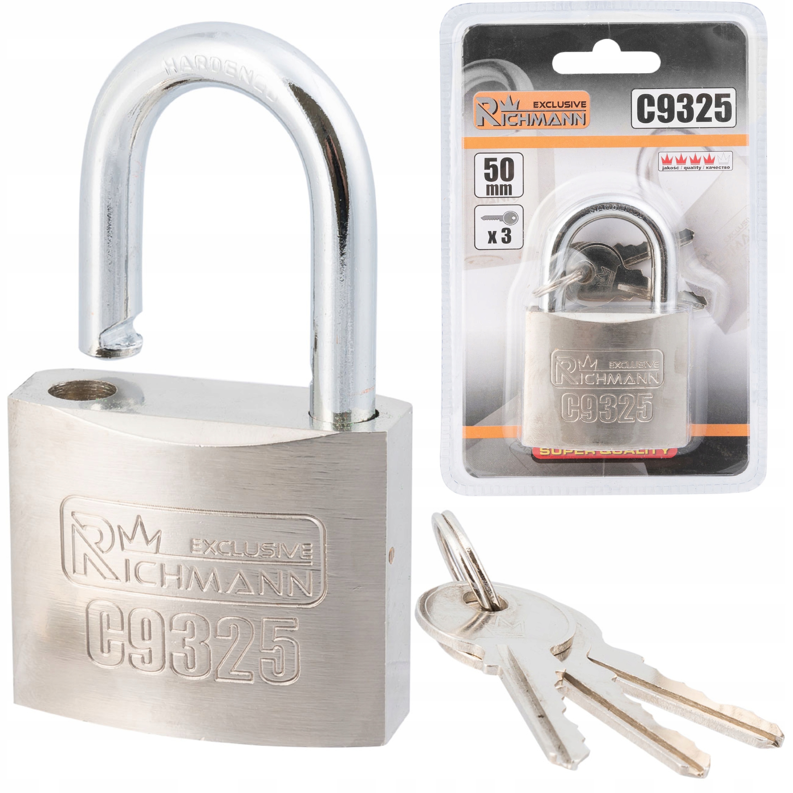 RICHMANN KŁÓDKA ZE STALI ZATRZASKOWA + 3 KLUCZE PATYNOWA 50 MM C9325