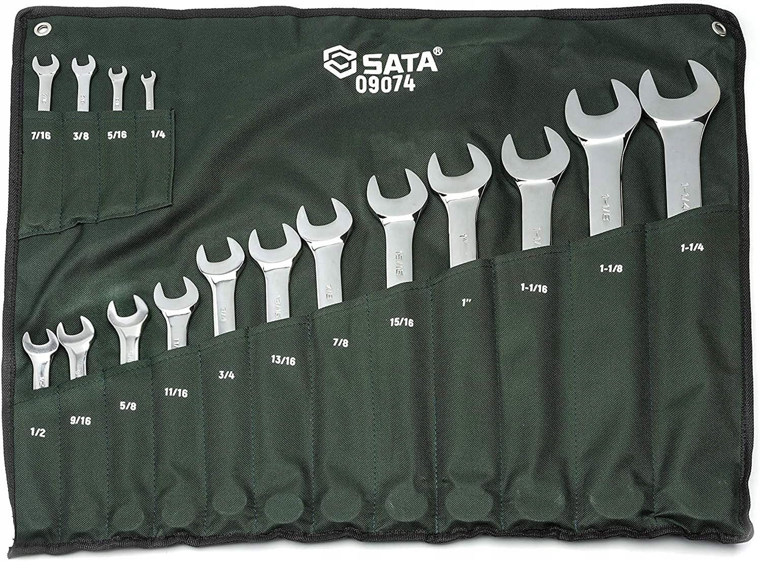 SATA ZESTAW 16 KLUCZY PŁASKO-OCZKOWYCH CAL. W SASZETCE PŁACHTA ST09074SJ