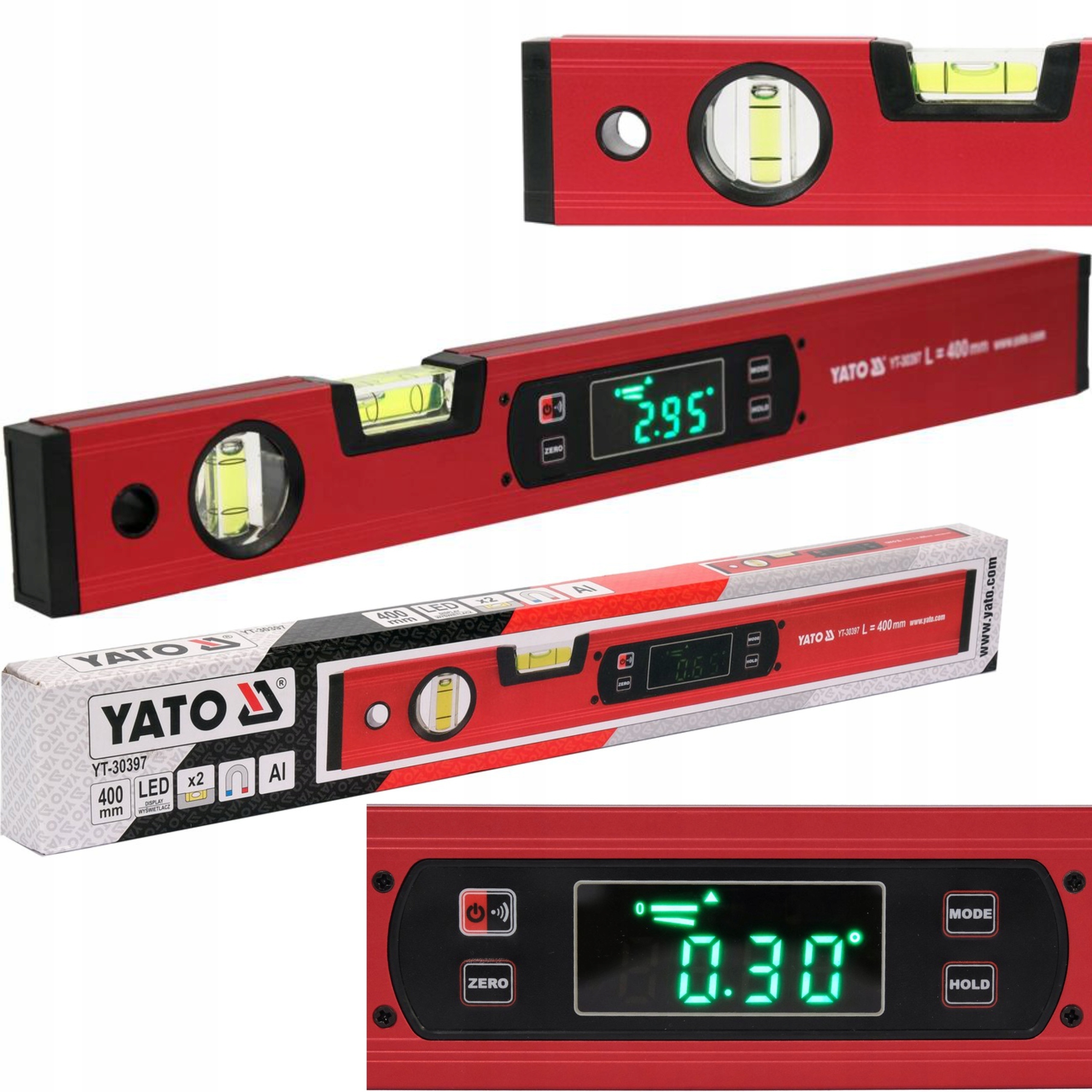 YATO POZIOMNICA ELEKTRONICZNA 400mm MAGNETYCZNA POZIOMNICA Z WYŚWIETLACZEM