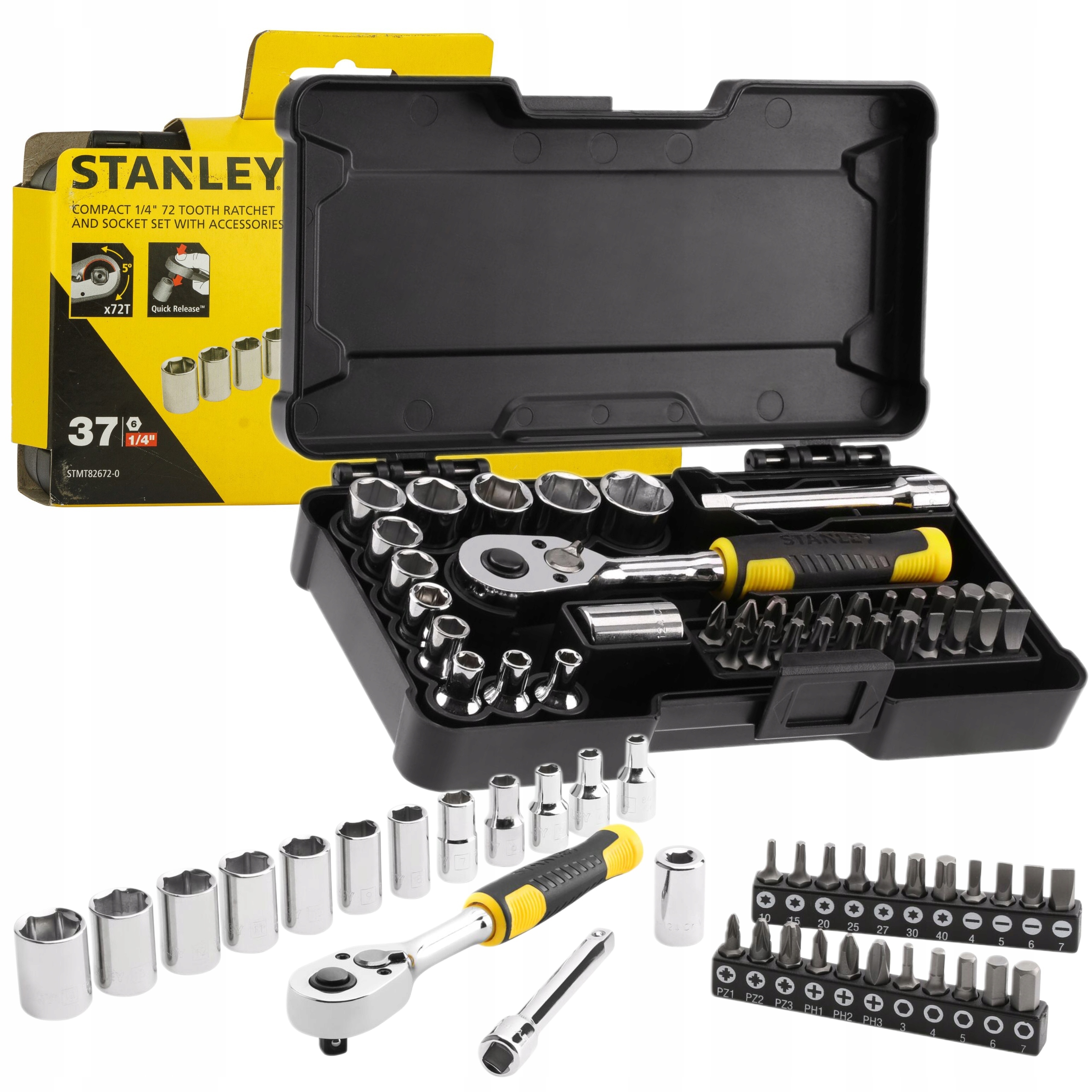 STANLEY KOMPAKTOWY ZESTAW NASADEK 1/4" 37 el. WALIZKA FATMAX STMT82672-0