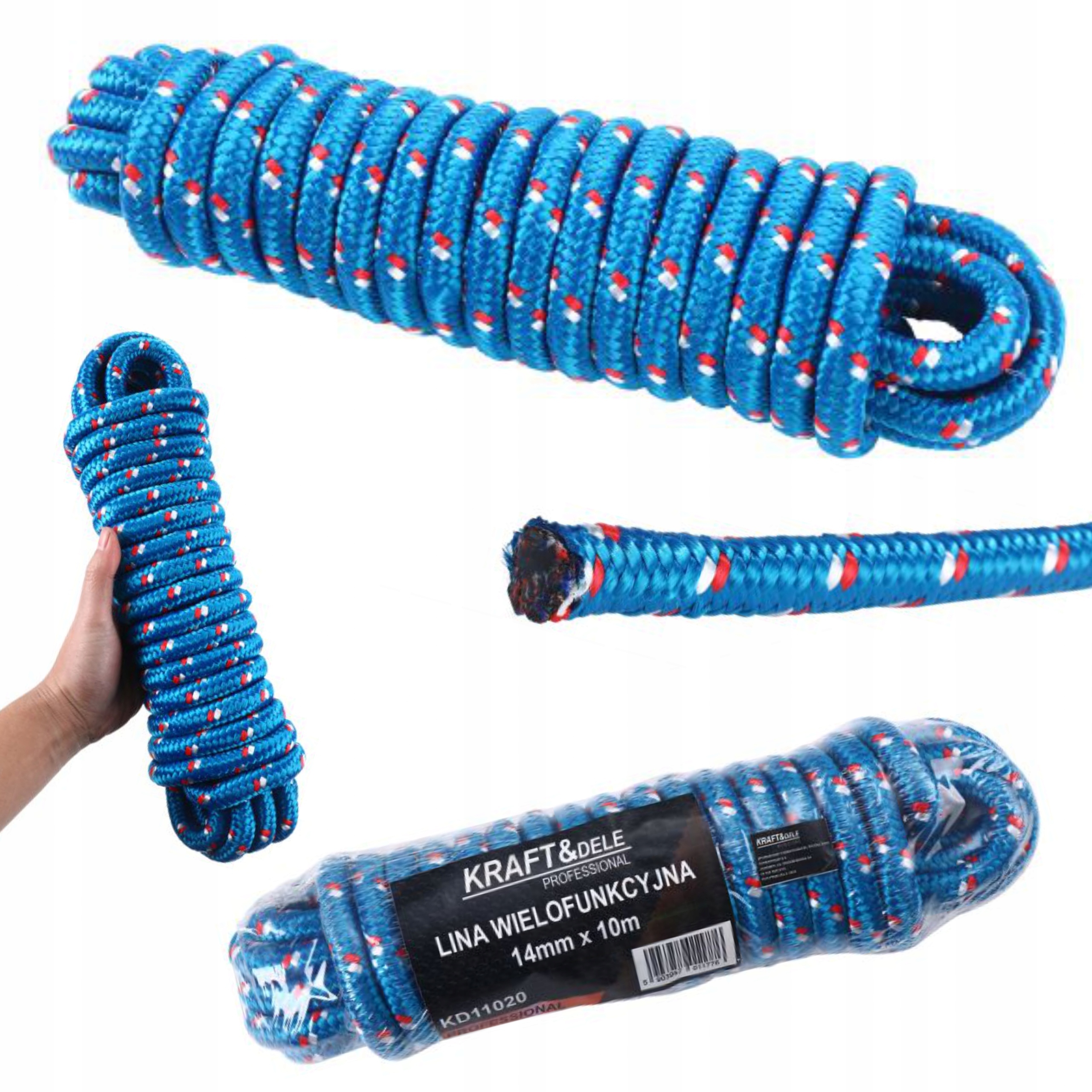 KRAFT&DELE LINA WIELOFUNKCYJNA 14MM x 10M NIEBIESKA POLIPROPYLEN KD11020