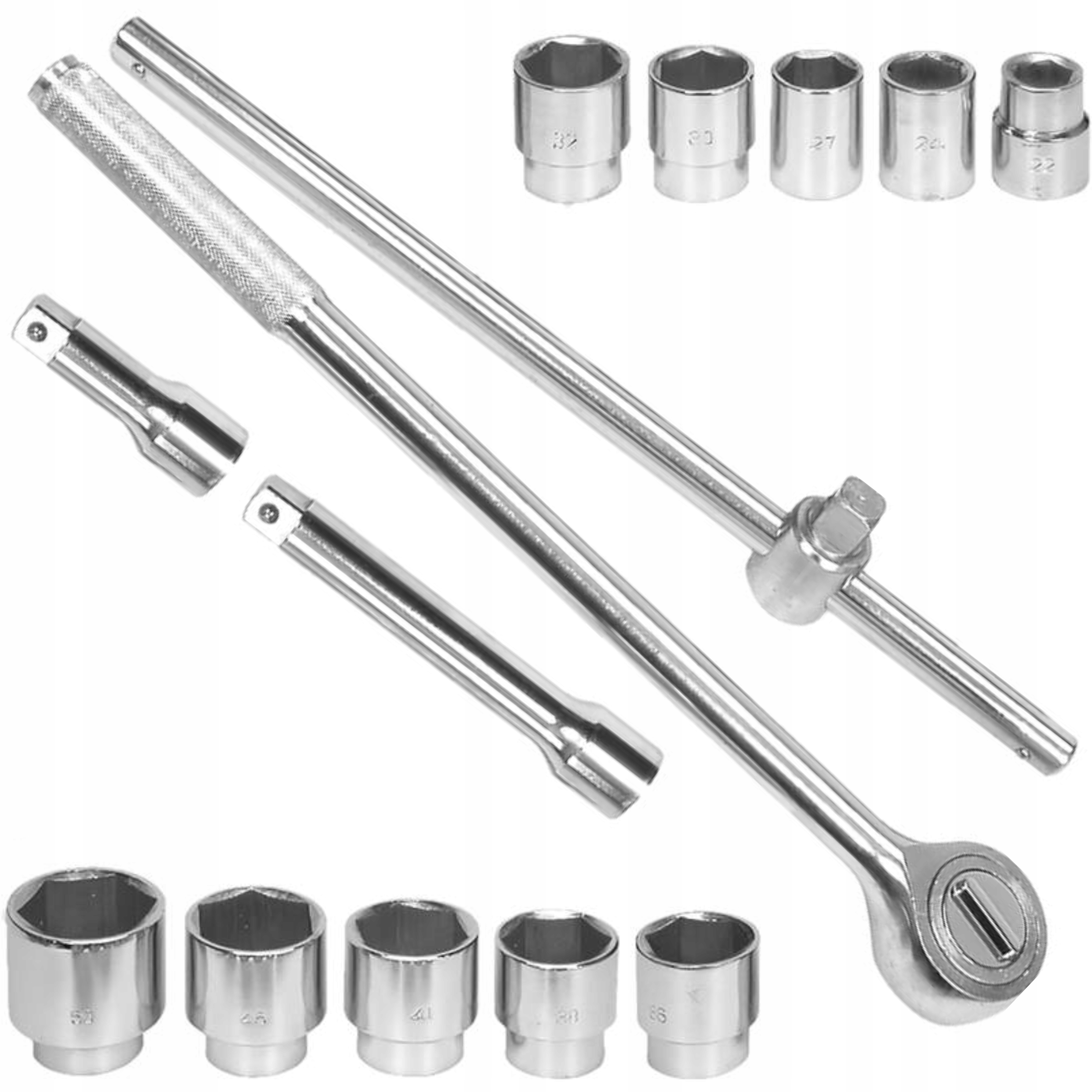 ZESTAW KLUCZE NASADOWE 3/4'' 22-50MM KOMPLET 14 SZTUK VOREL 58140