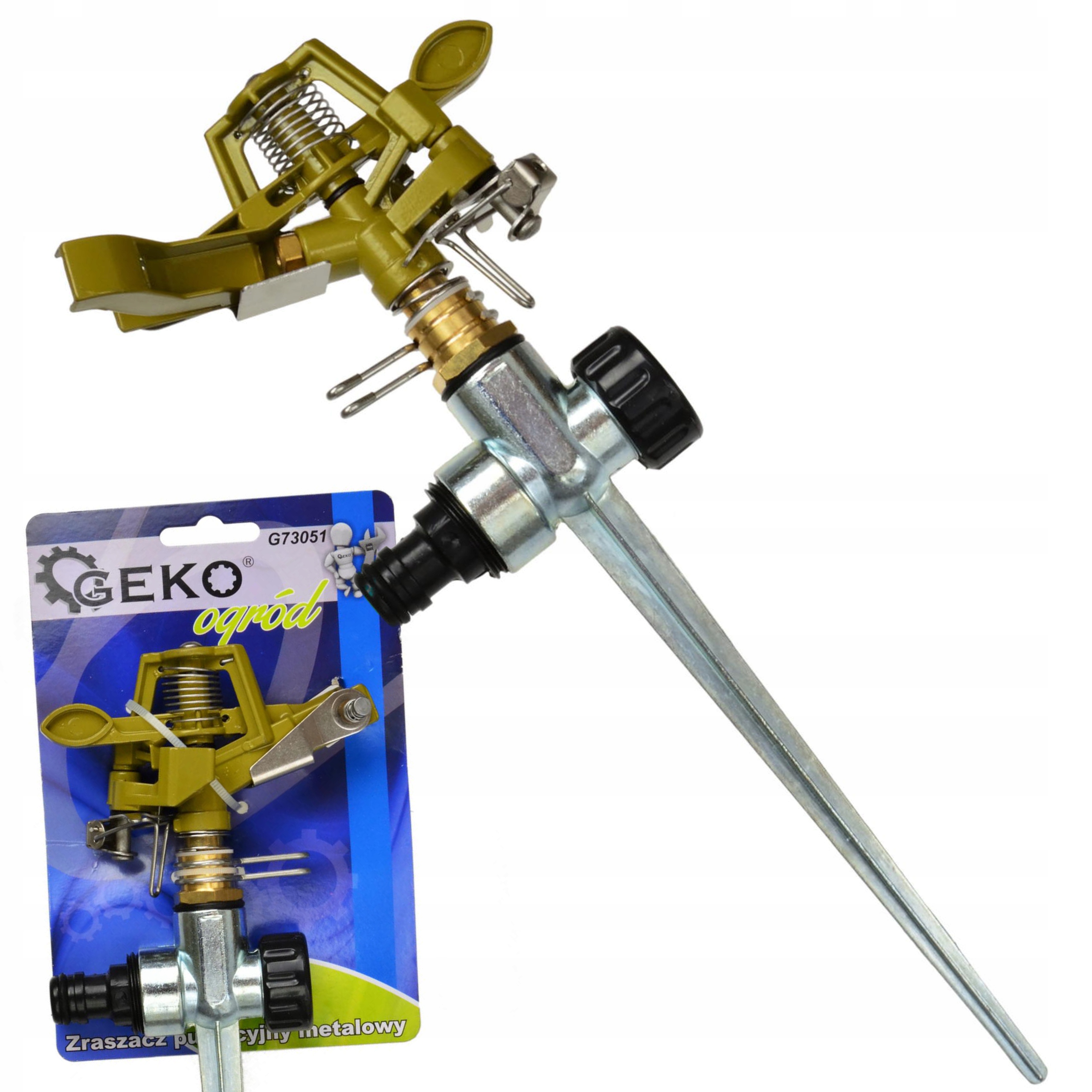 GEKO ZRASZACZ OGRODOWY PULSACYJNY 360° METALOWY STALOWY DO 24m G73051