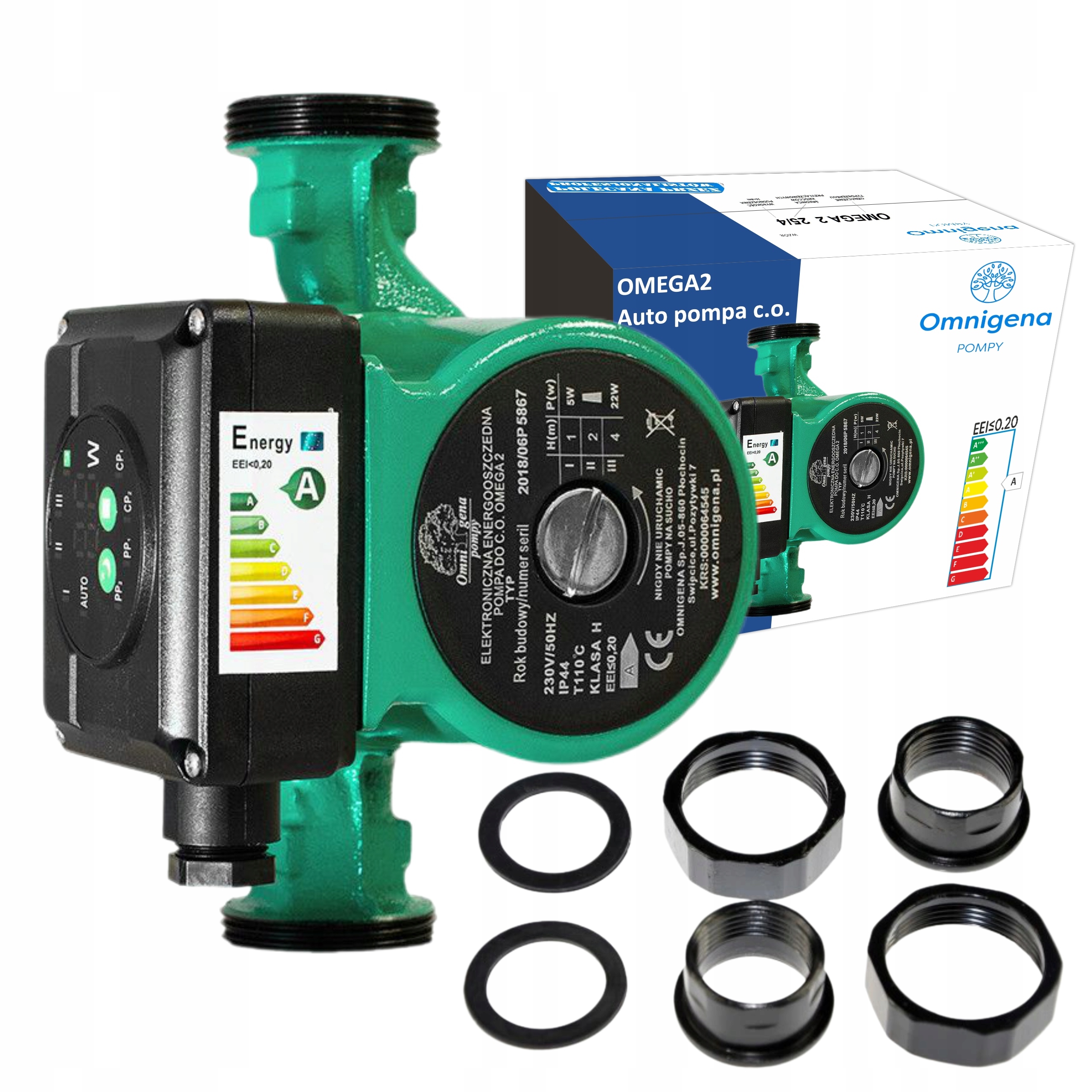 OMNIGENA ELEKTRONICZNA POMPA OBIEGOWA ENERGOOSZCZĘDNA OMEGA 2 25/4 130 AUTO