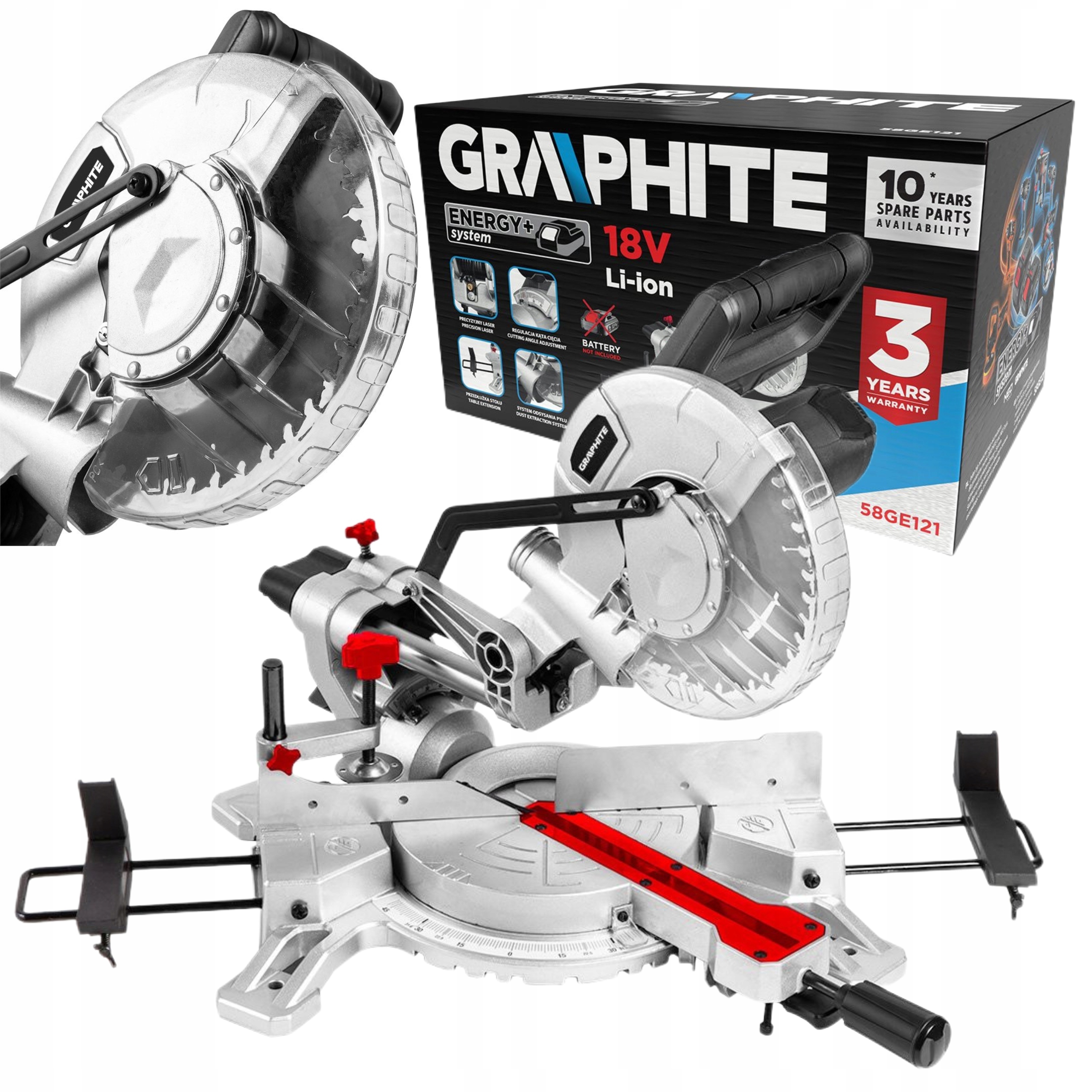 GRAPHITE PILARKA UKOSOWA ENERGY+ 18V AKUMUL. LI-LON TARCZA 210x30mm 58GE121