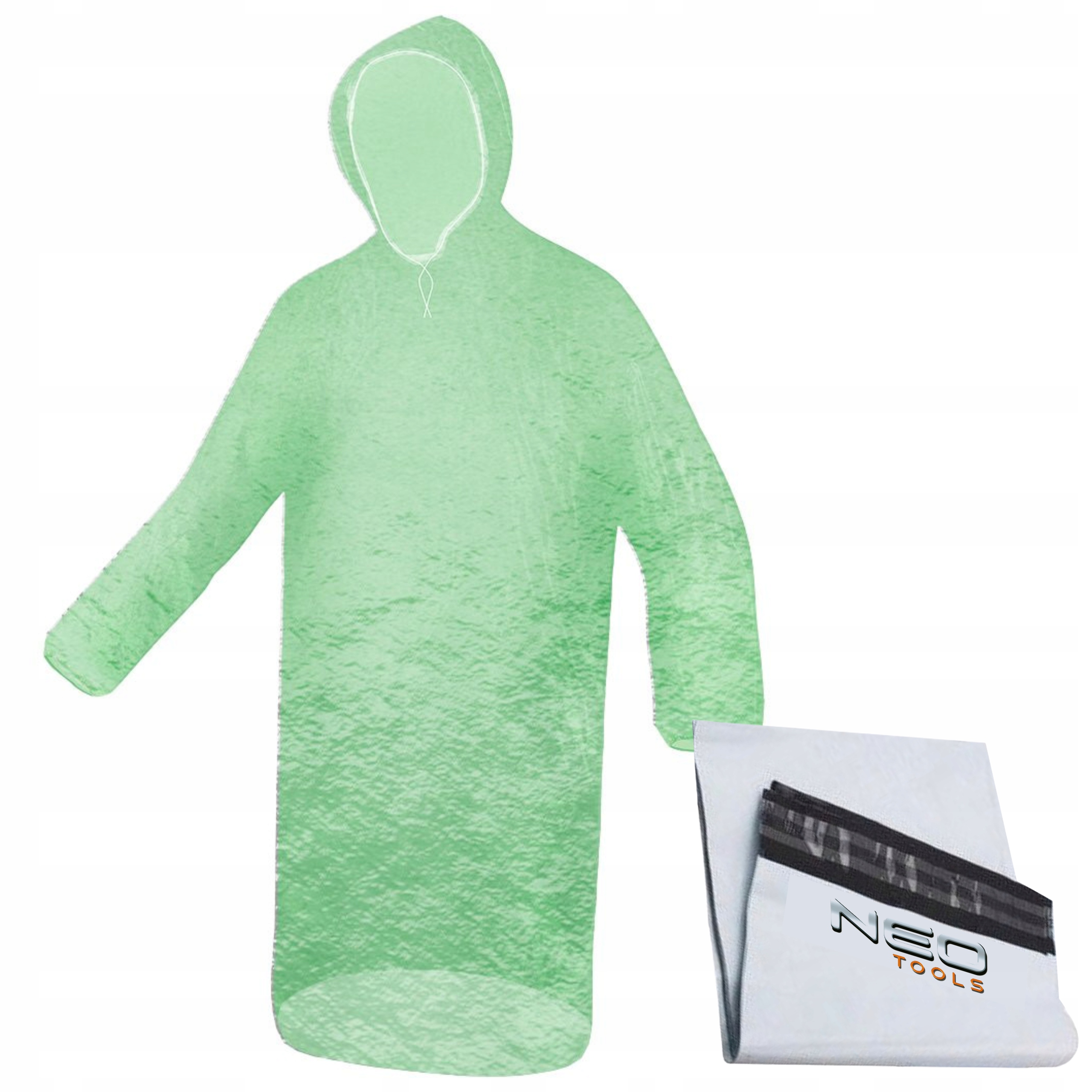 NEO PŁASZCZ PRZECIWDESZCZOWY Z KAPTUREM ZIELONY KIESZONKOWY SURVIVAL 63-176