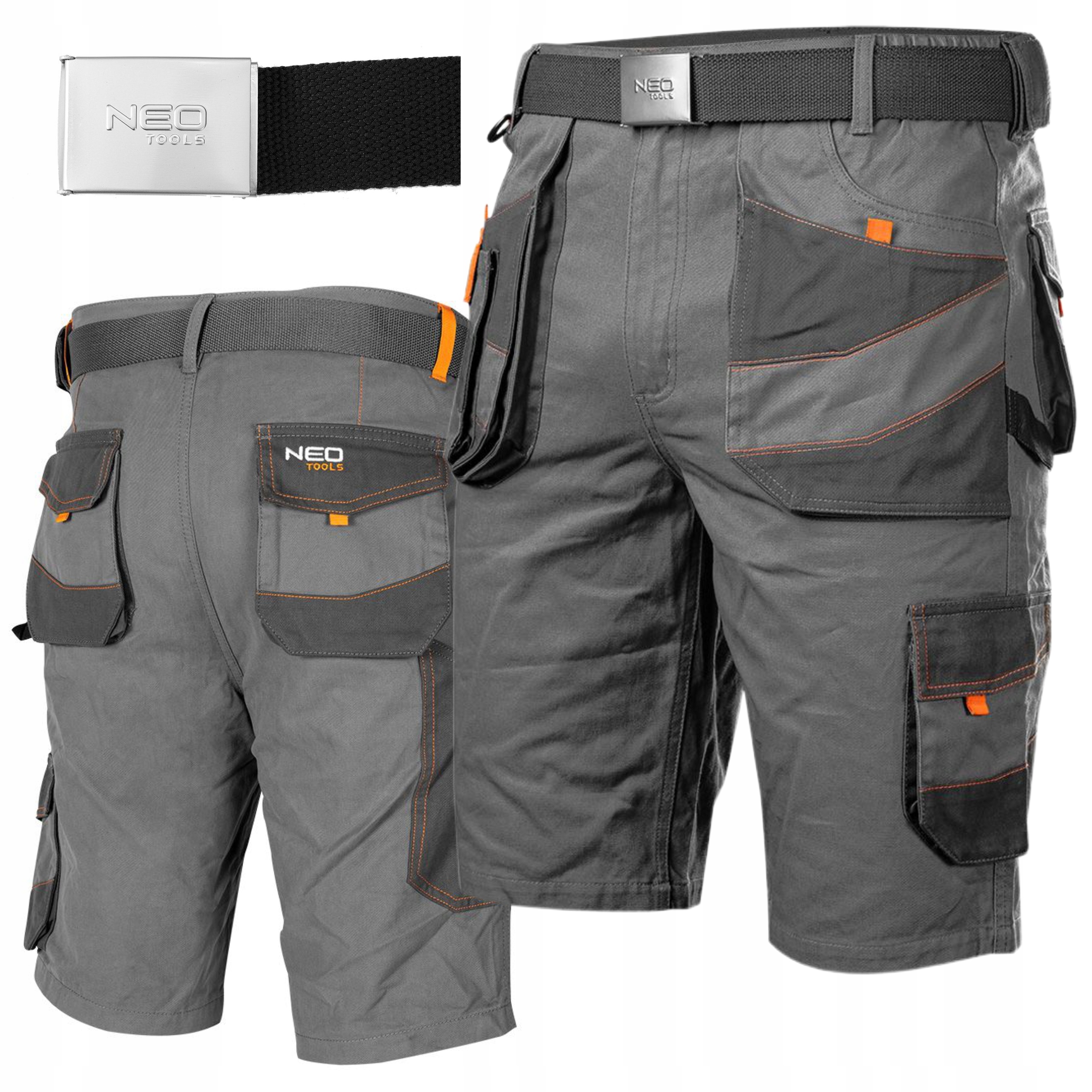 NEO KRÓTKIE SPODENKI SPODNIE 100% COTTON KIESZENIE + PASEK 81-331 R. XL/54