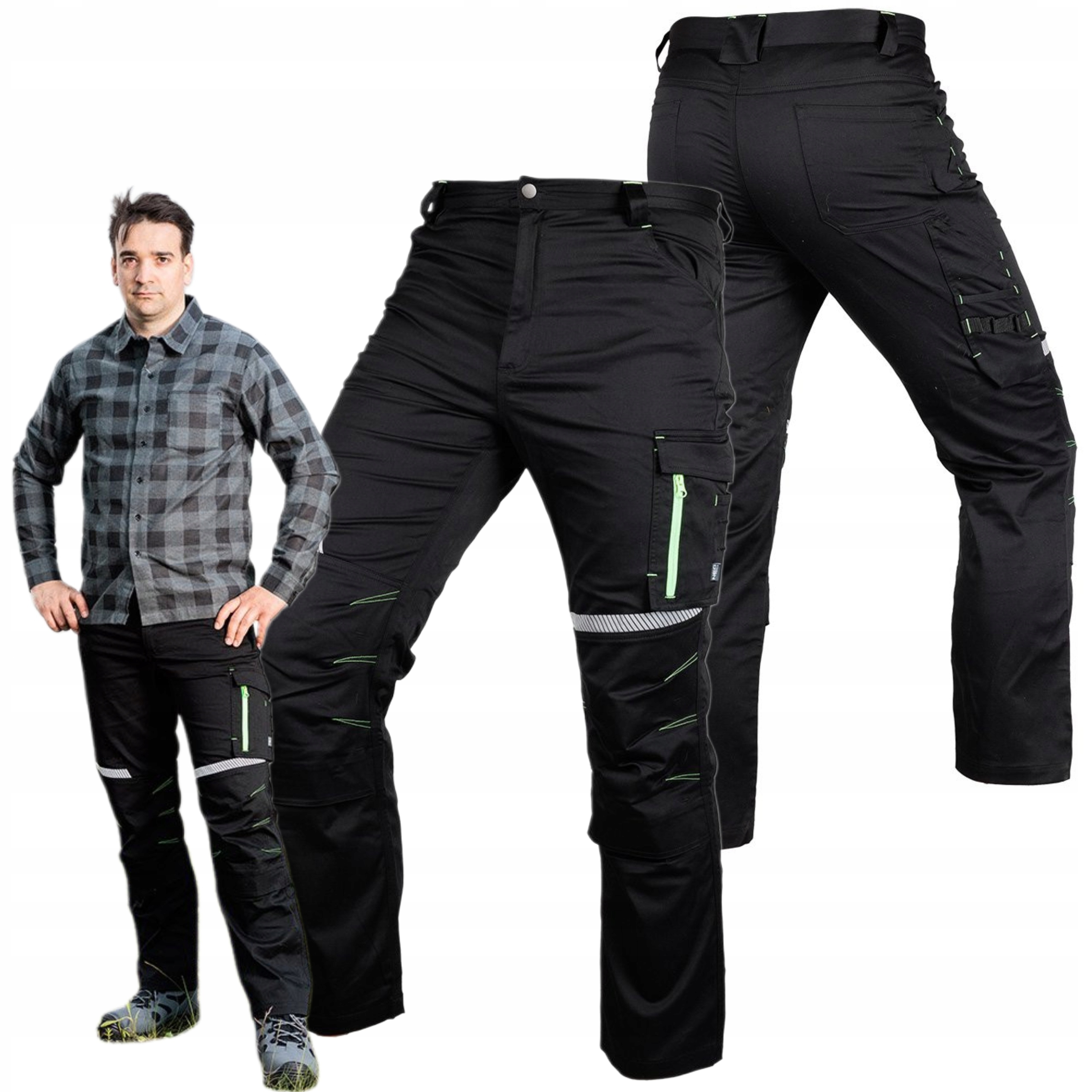 NEO SPODNIE ROBOCZE MIX&MATCH CE ODBŁASKOWE WARSZTATOWE CZARNE 81-351-1 L