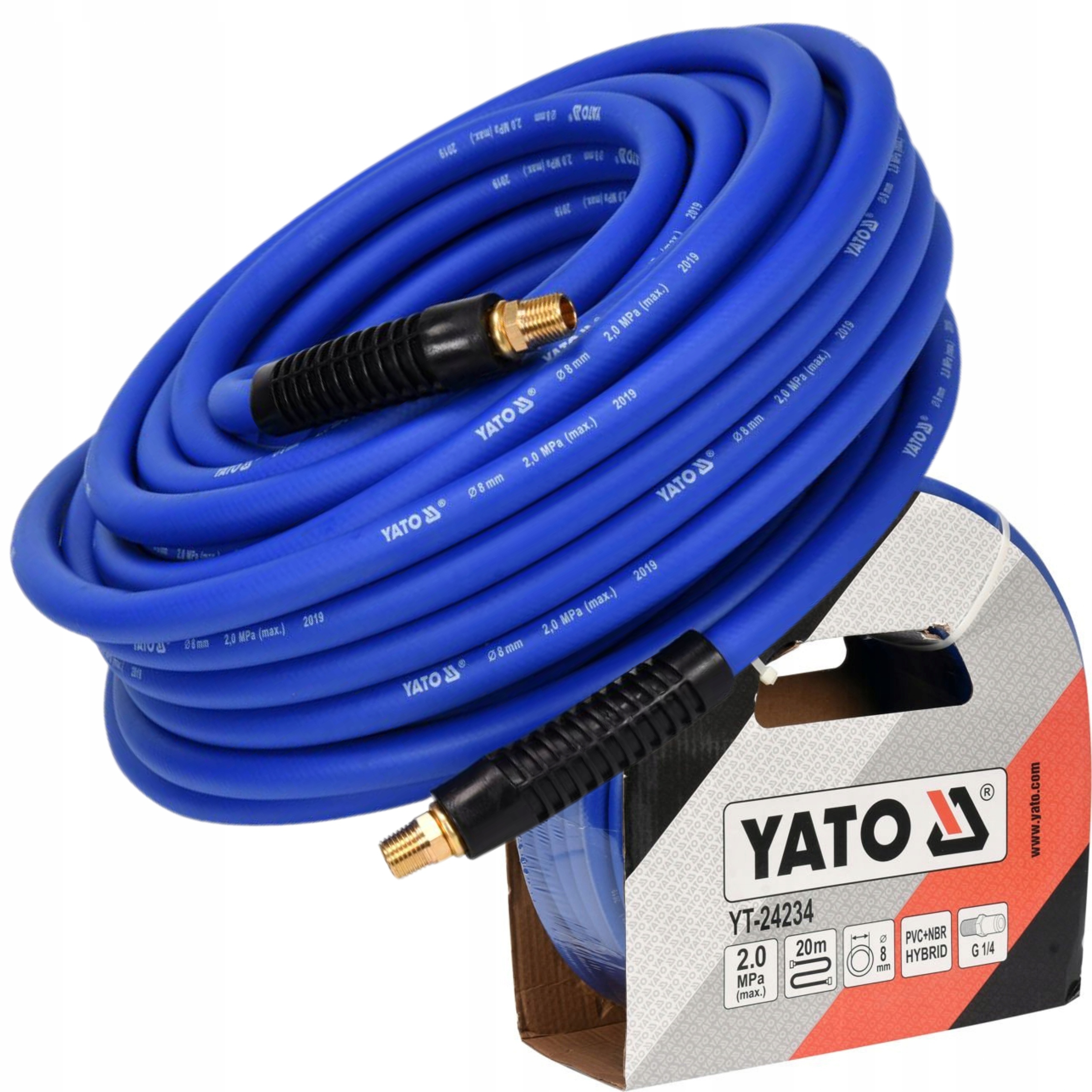 YATO WĄŻ PRZEWÓD PNEUMATYCZNY HYBRYDOWY 20M G 1/4'' FI 8.0MM YT-24234