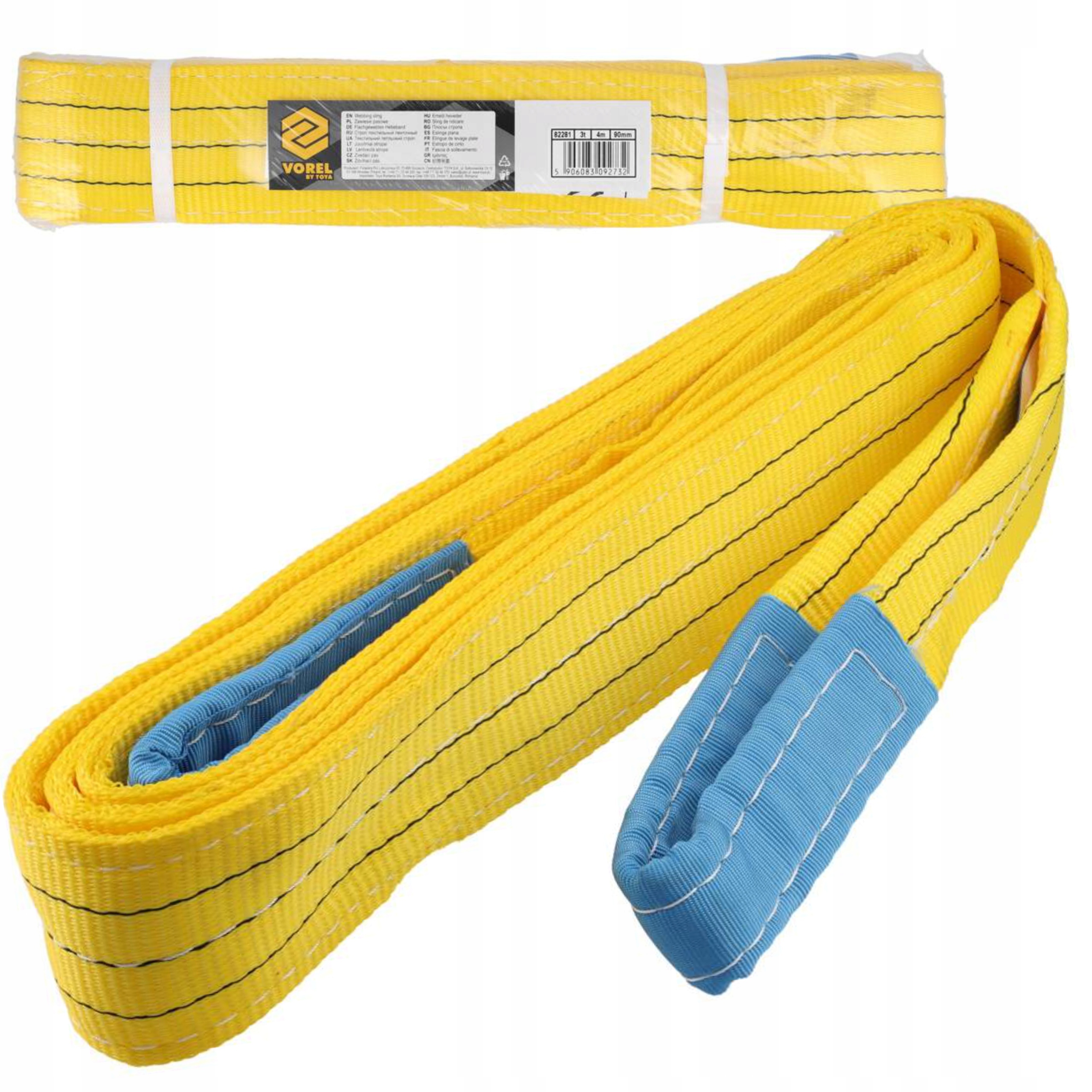 VOREL ZAWIESIE PASOWE TEKSTYLNE PAS 3T 4M 90MM DWUWARSTWOWE PĘTLOWE 82281