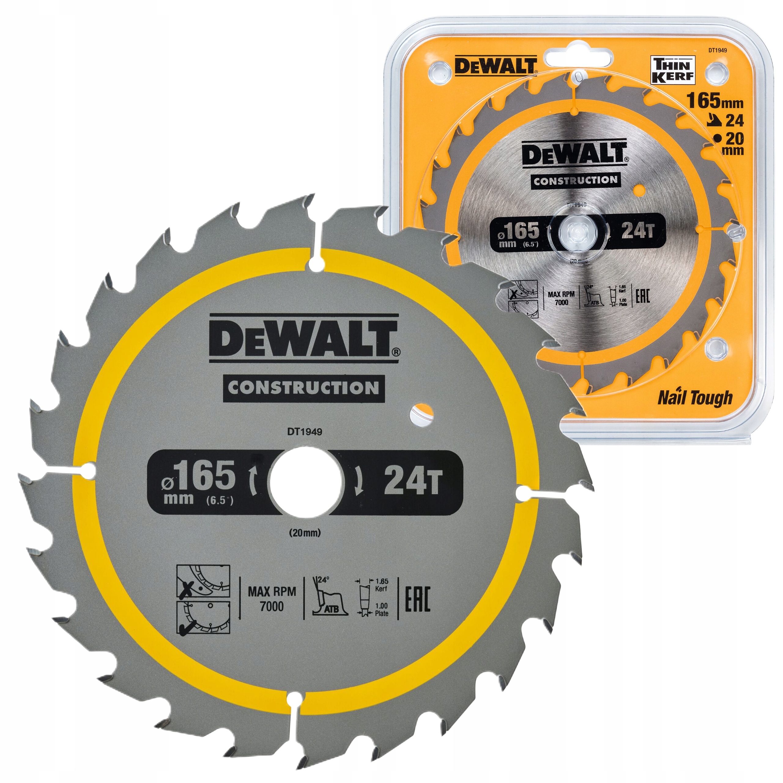 DEWALT DT1949 TARCZA DO CIĘCIA DREWNA 165X20MM 24Z
