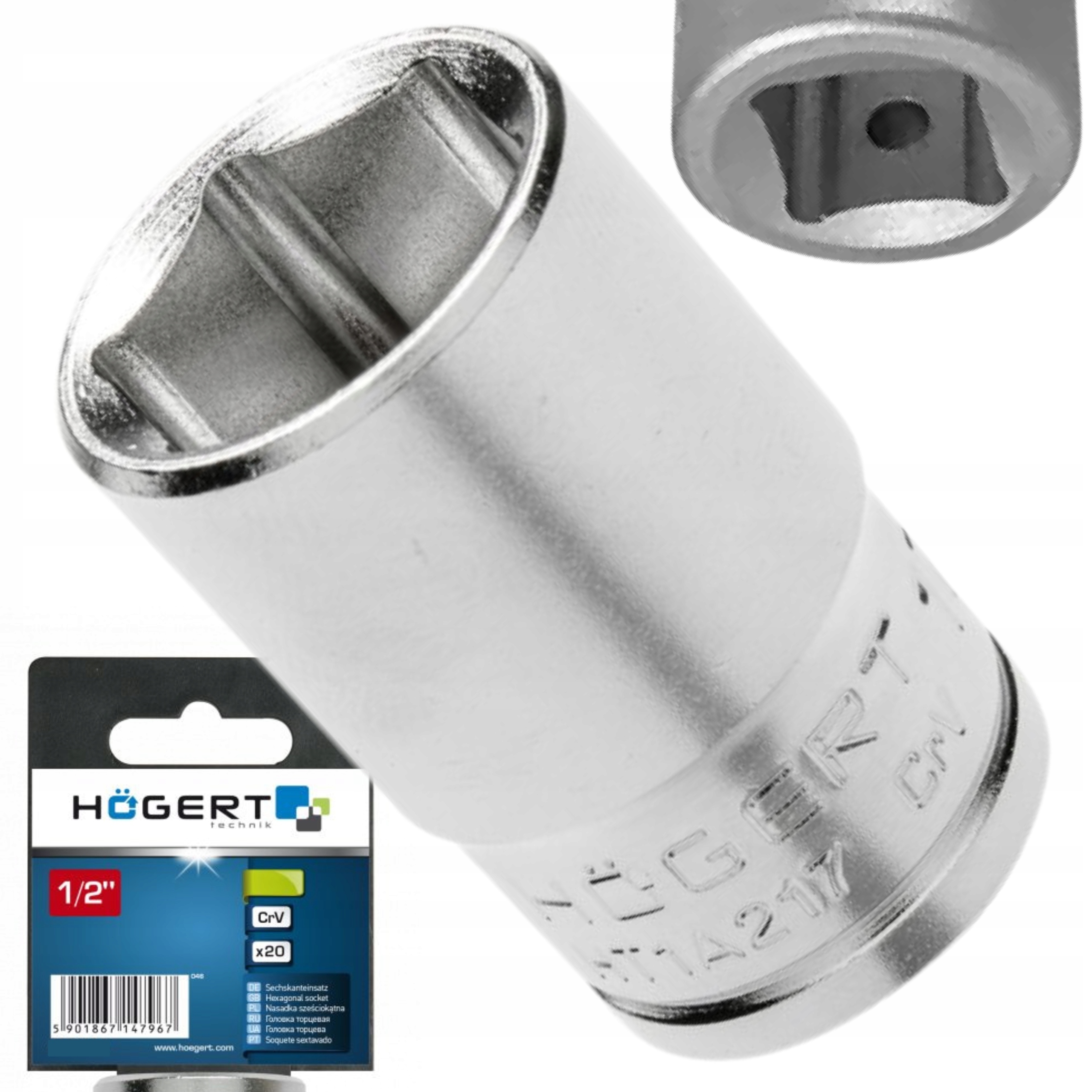 HOGERT NASADKA SZEŚCIOKĄTNA 1/2", 23MM CrV HT1A223