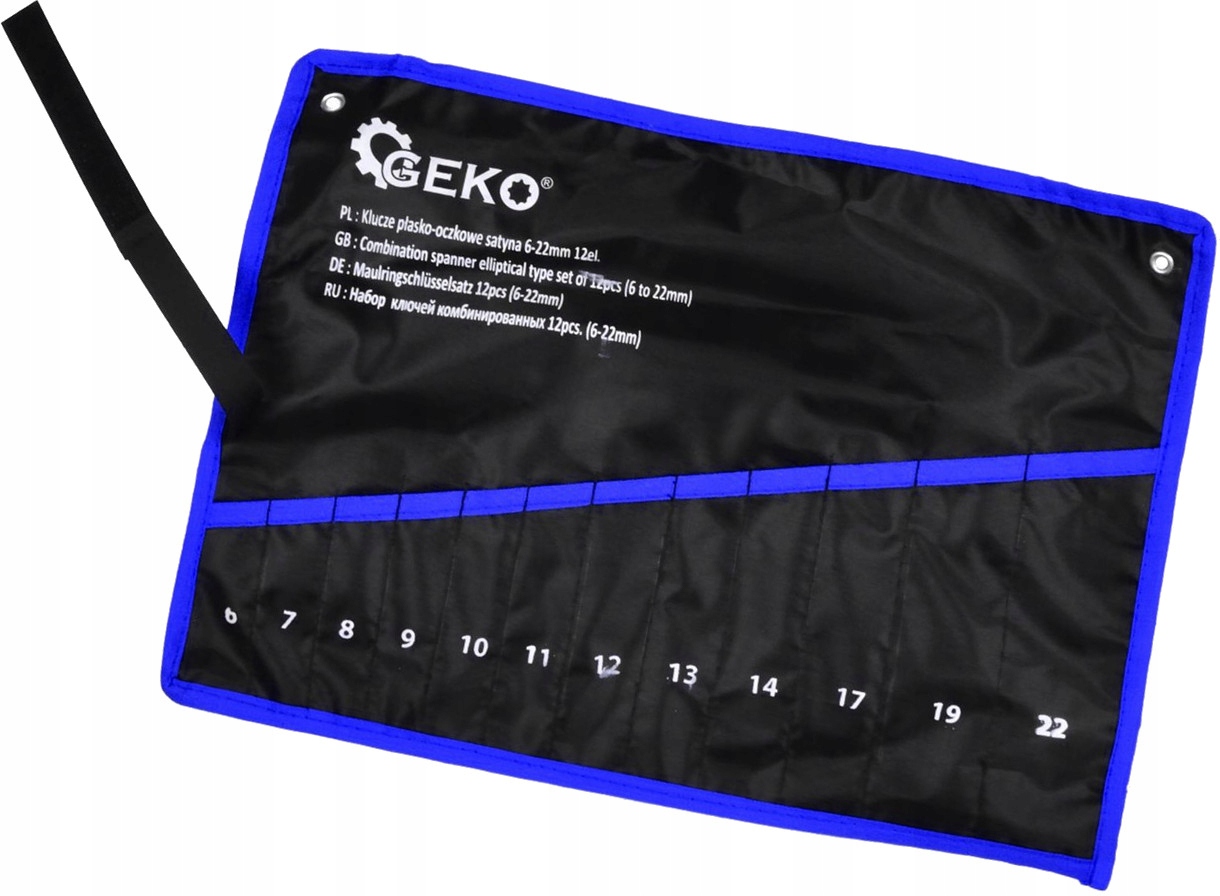 GEKO POKROWIEC PŁACHTA ETUI SKŁADANE NA KLUCZE PŁASKO OCZKOWE 12szt 6-22mm