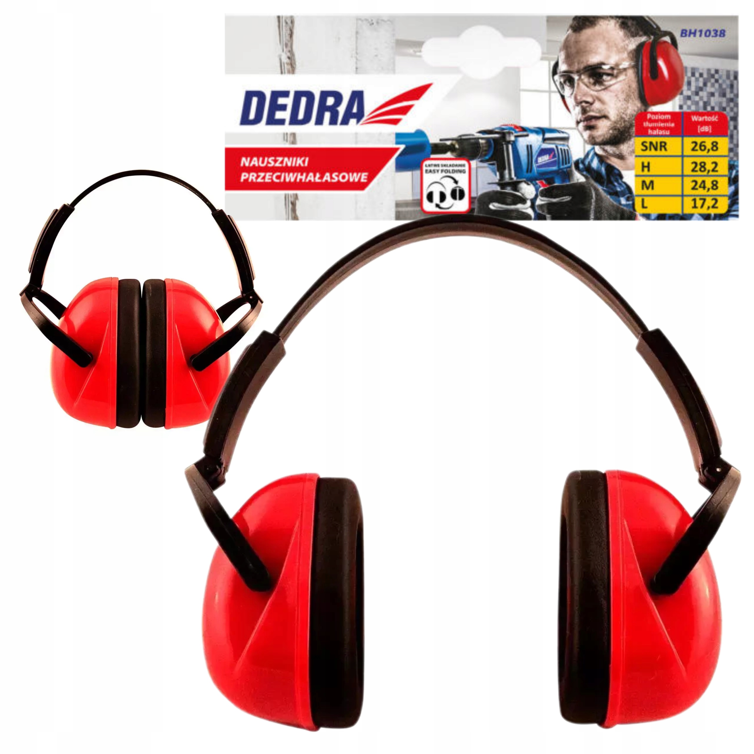 DEDRA NAUSZNIKI PRZECIWHAŁASOWE SŁUCHAWKI WYCISZAJĄCE SNR 26.8DB BH1038