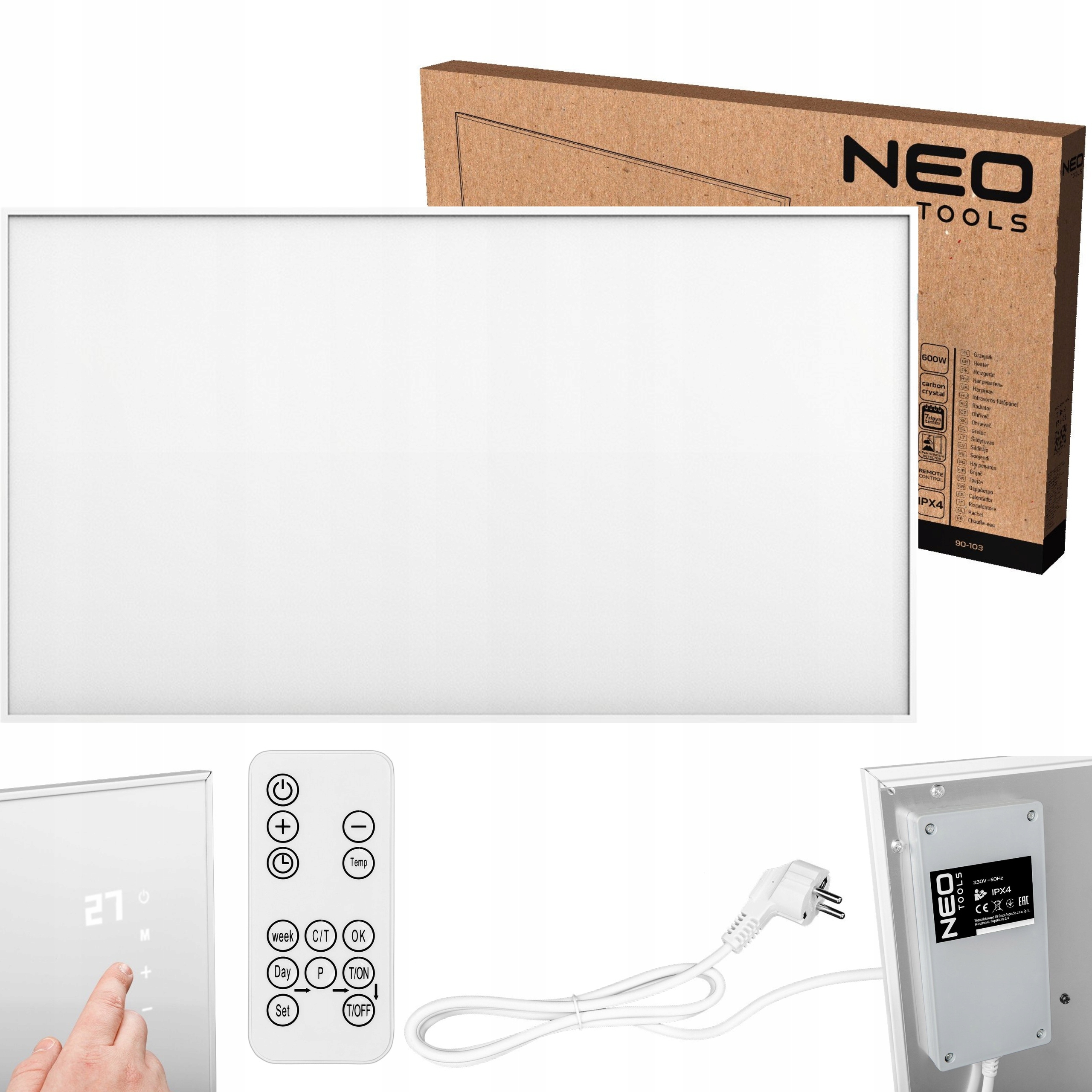 NEO PANEL GRZEWCZY NA PODCZERWIEŃ PROMIENNIK GRZEJNIK 600W 90-103 + PILOT