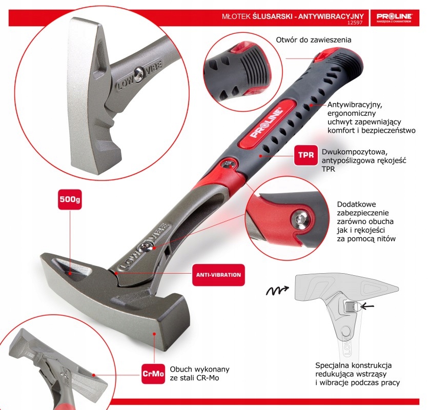 PROLINE MŁOTEK SLUSARSKI ANTYWIBRACYJNY 12597 500g