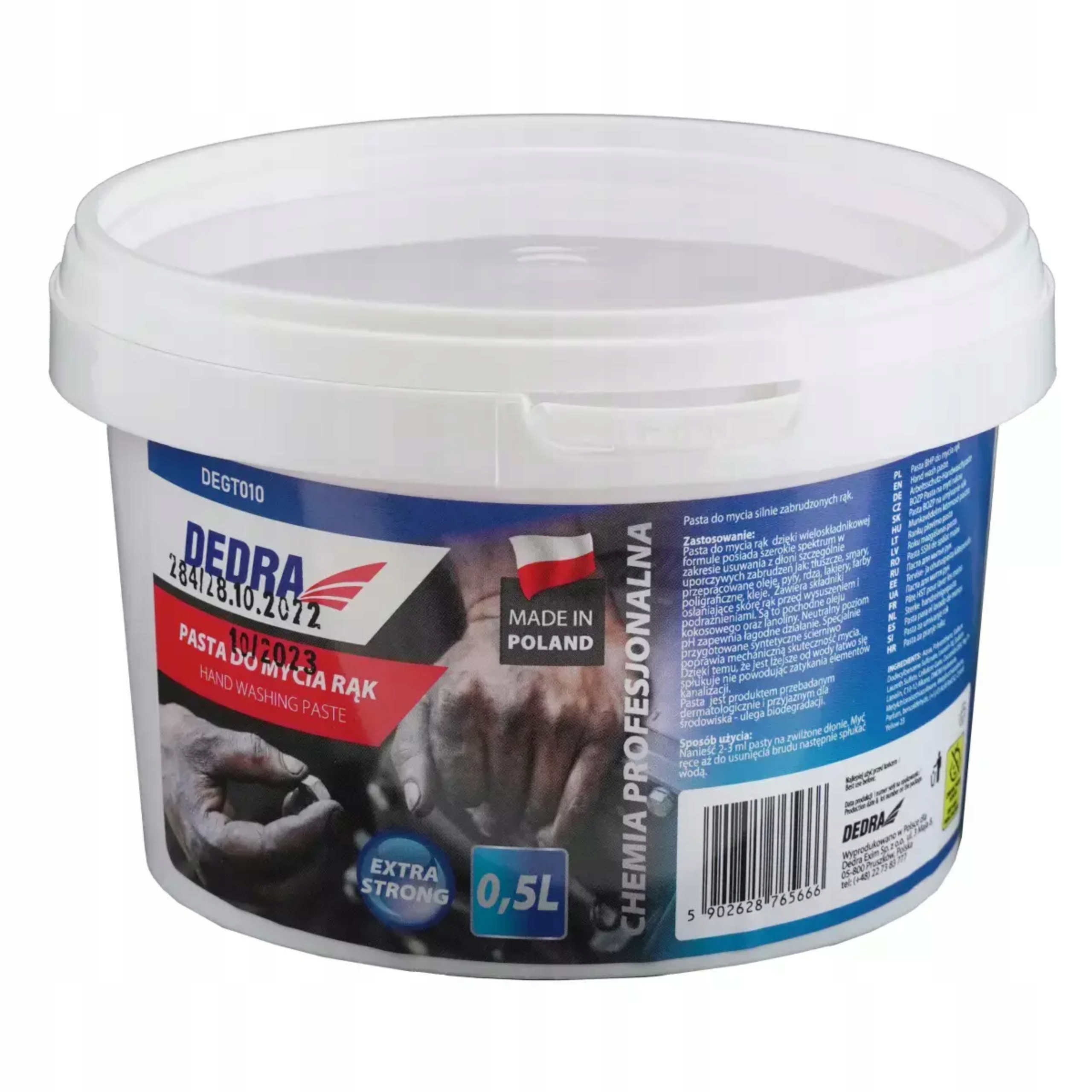 DEDRA EKSTRA MOCNA PASTA ZE ŚCIERNIWEM BHP DO MYCIA RĄK 0,5 L DEGT010