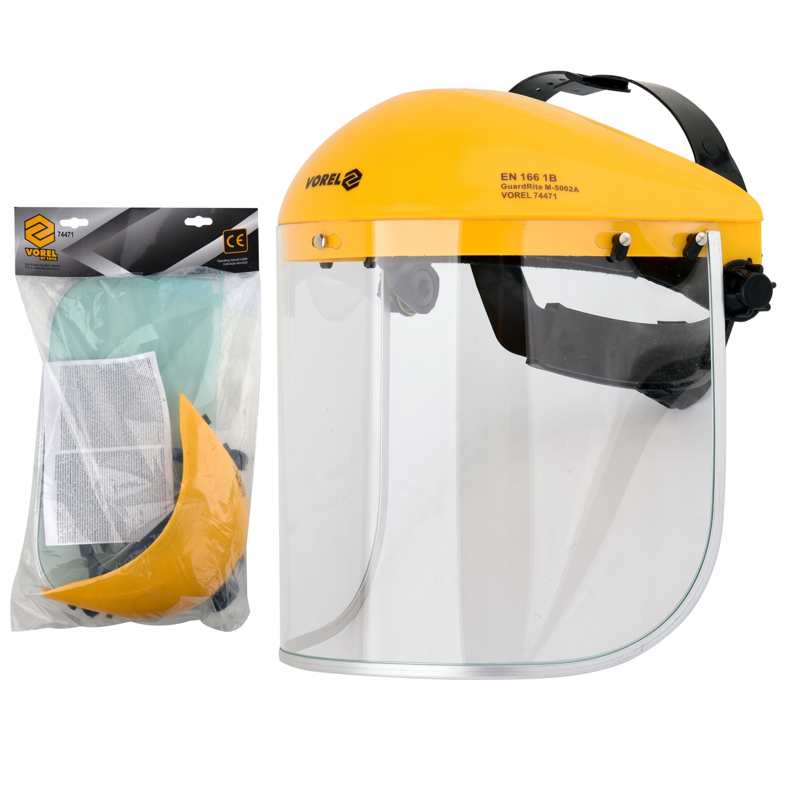 VOREL 74471 PRZYŁBICA OCHRONNA BHP REGULOWANA Z NAGŁOWIEM WYTRZYMAŁE PVC