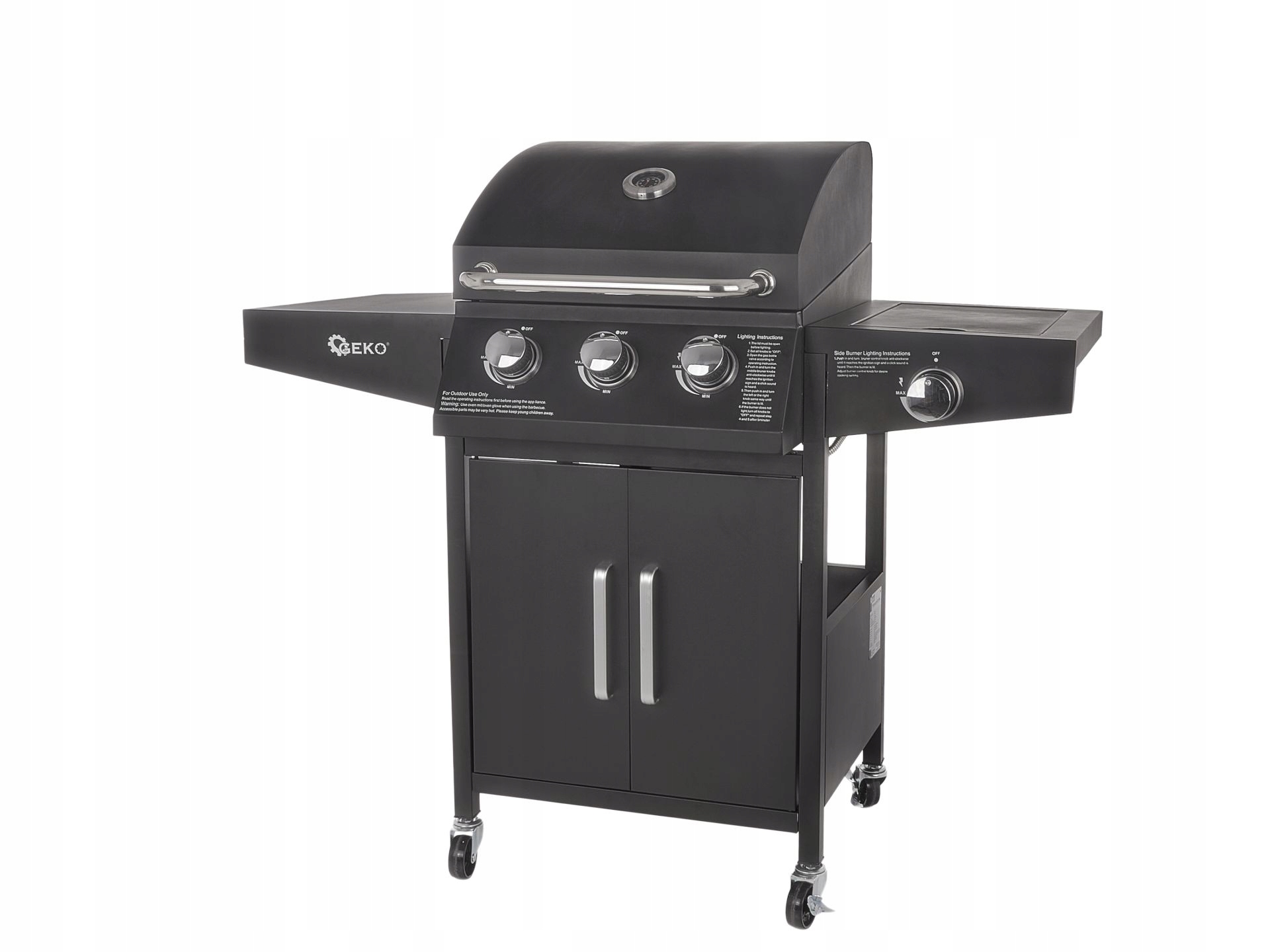 GAZOWY GRILL OGRODOWY 3+1 11,6 kW RUSZT 4 PALNIKI PALNIK BOCZNY KÓŁKA RUSZT