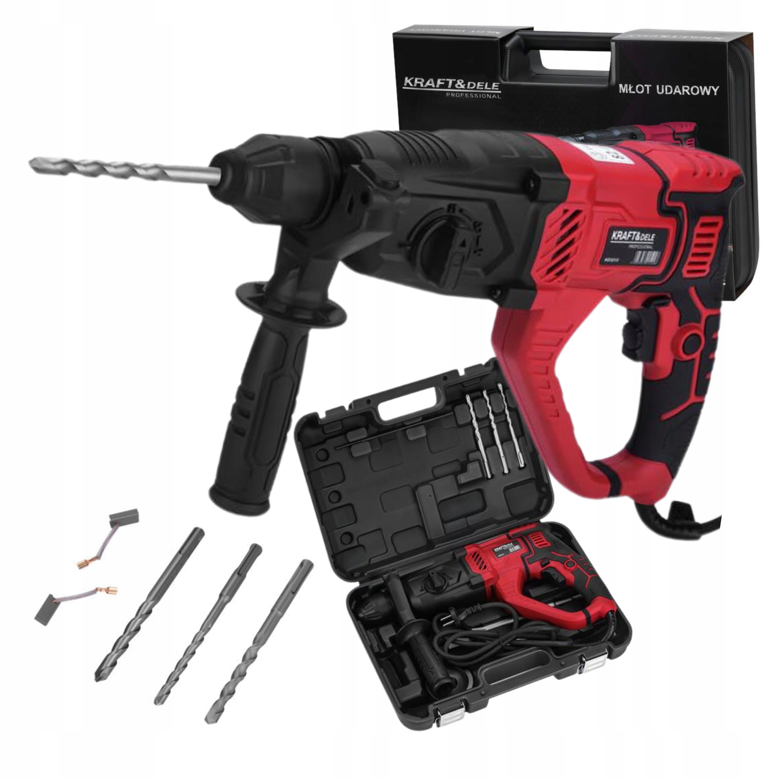 MŁOT UDAROWY 2600W 4J SDS-PLUS +3 WIERTŁA WALIZKA KRAFT&DELE KD3212